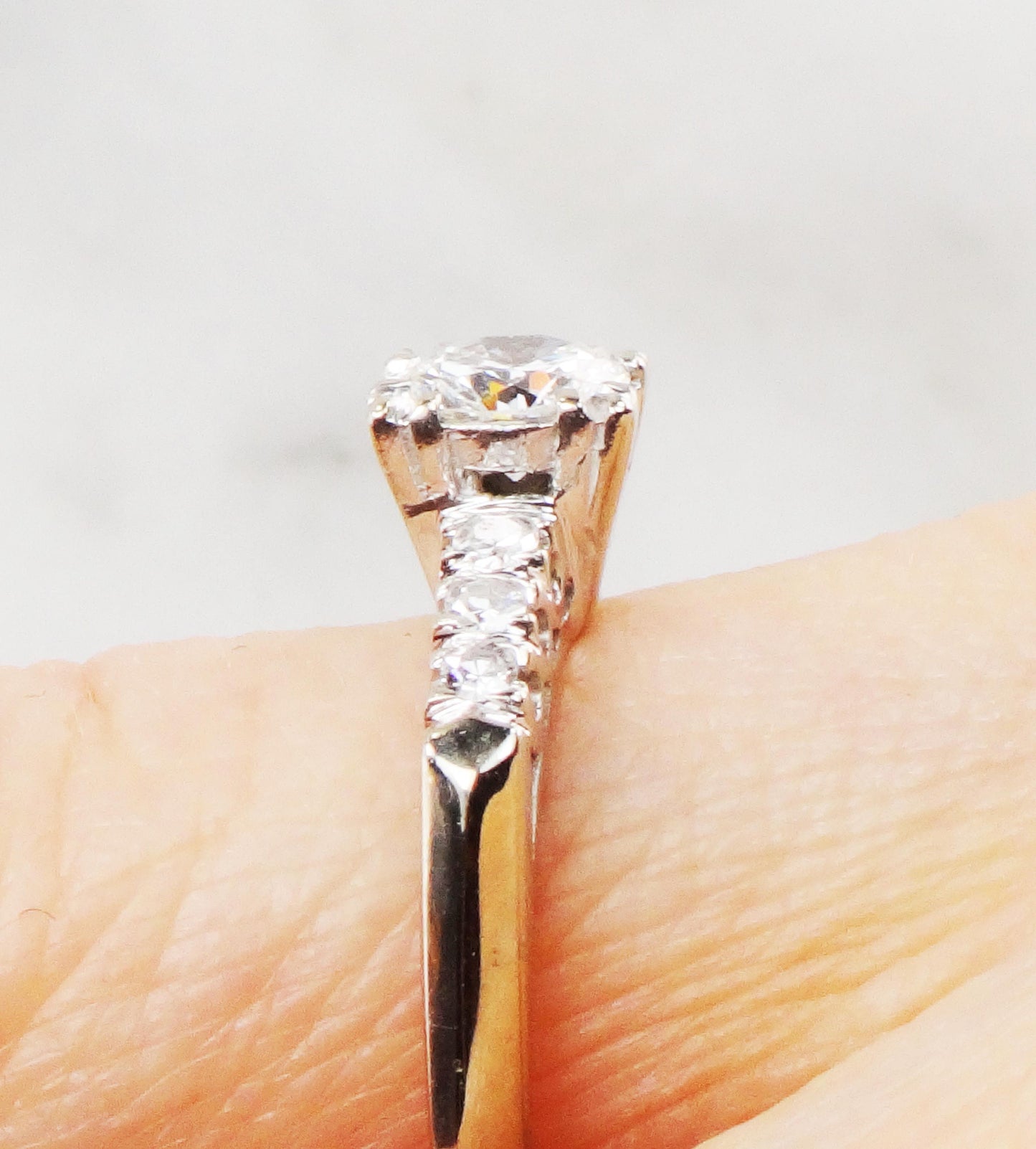 Vintage .55 Carat Diamond Engagement Ring: 14k White Gold, Size 6.5