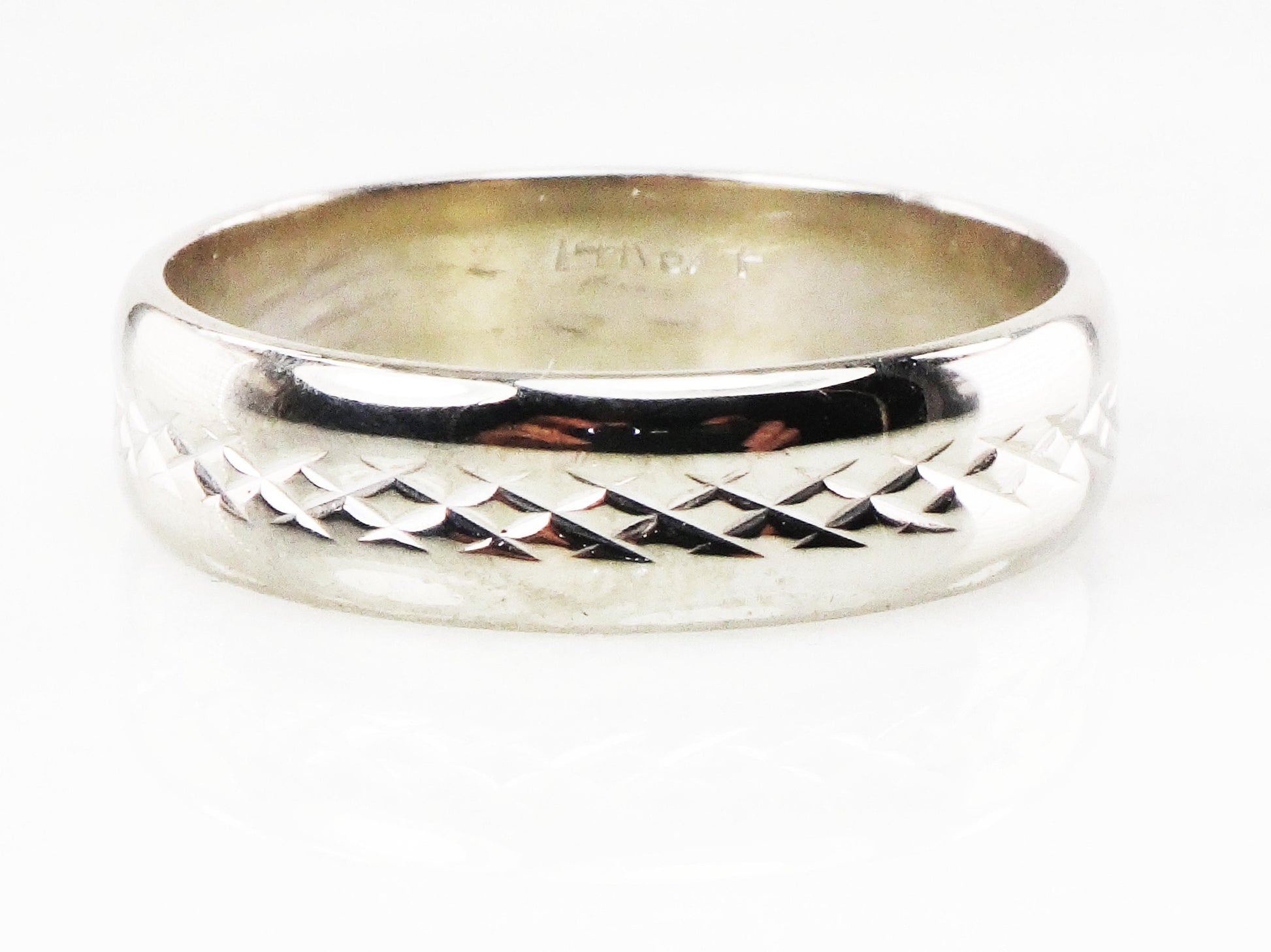 Vintage 14k White Gold Wedding Band 6 MM Men's Wedding Ring Size 11