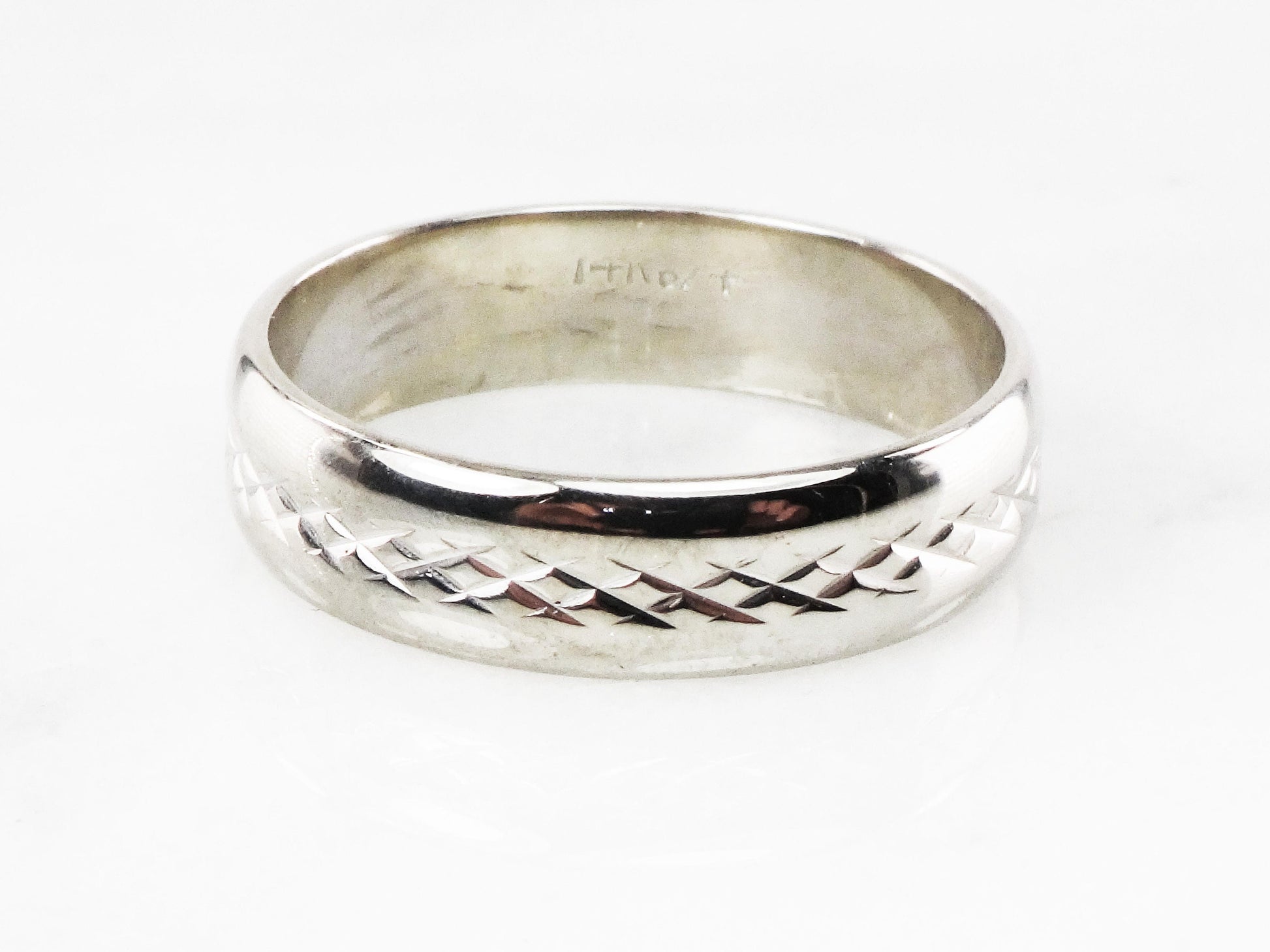 Vintage 14k White Gold Wedding Band 6 MM Men's Wedding Ring Size 11