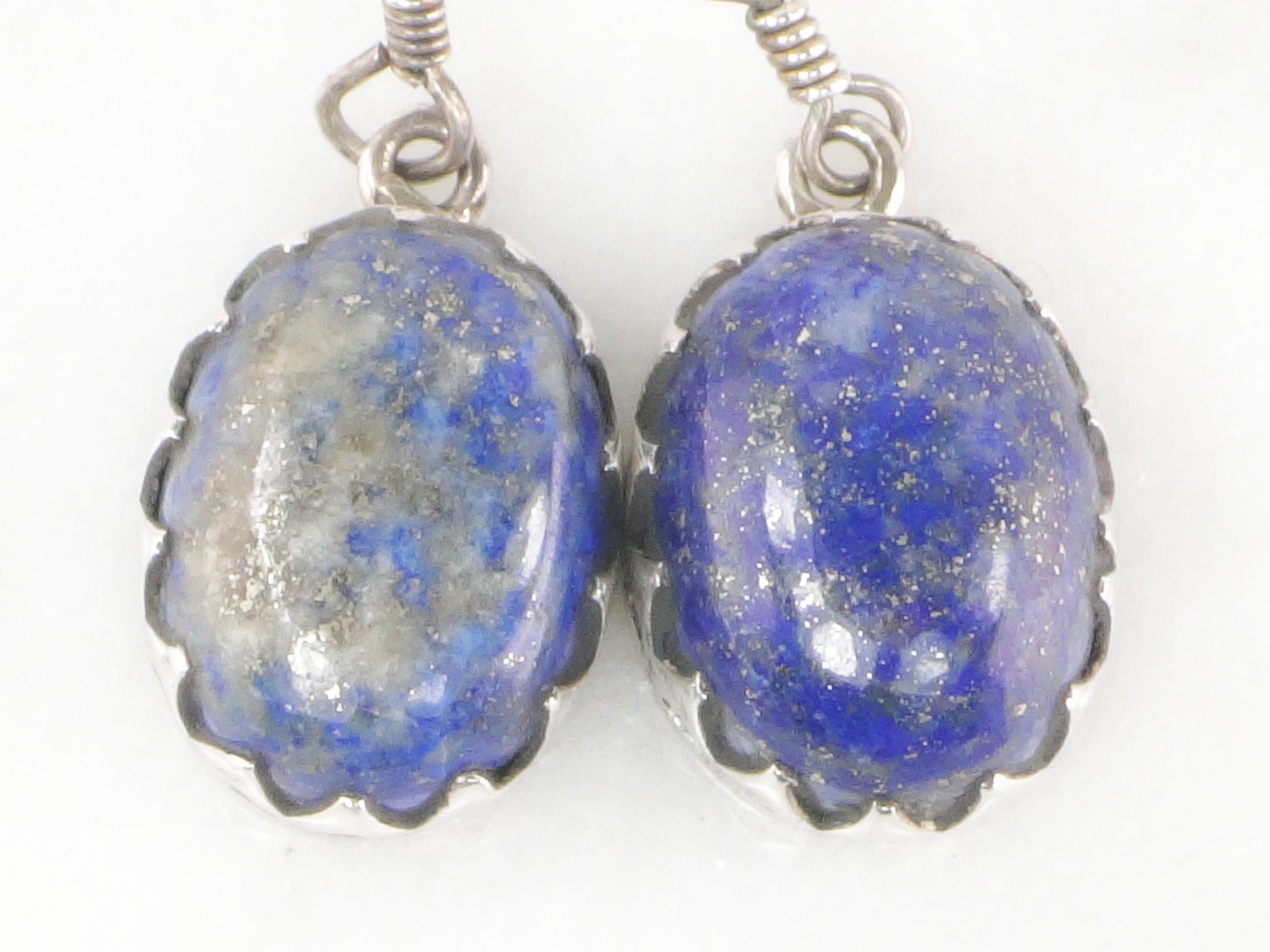 Vintage Sterling Silver Sodalite Dangle Earrings: Blue Stone Jewelry