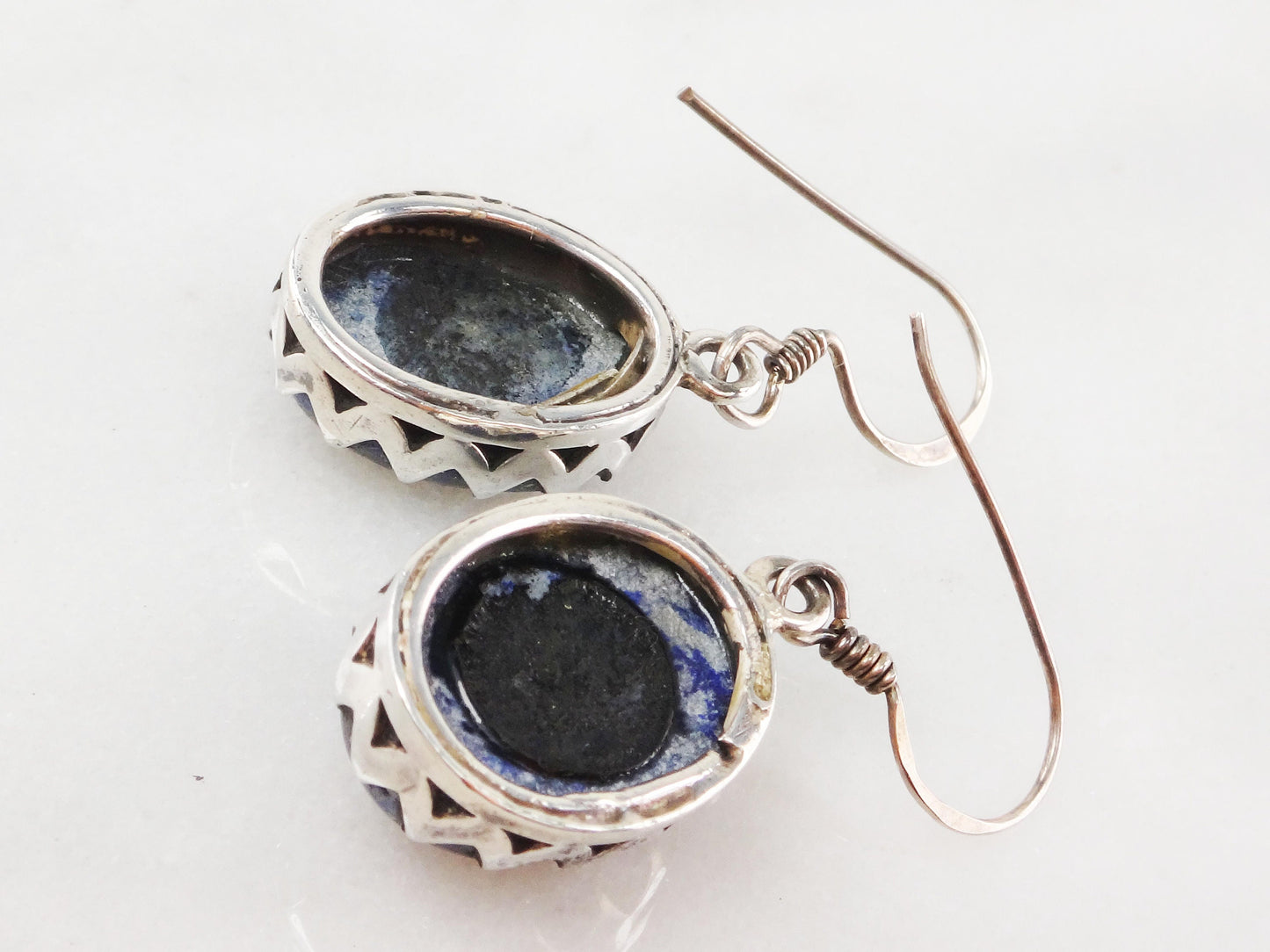 Vintage Sterling Silver Sodalite Dangle Earrings: Blue Stone Jewelry