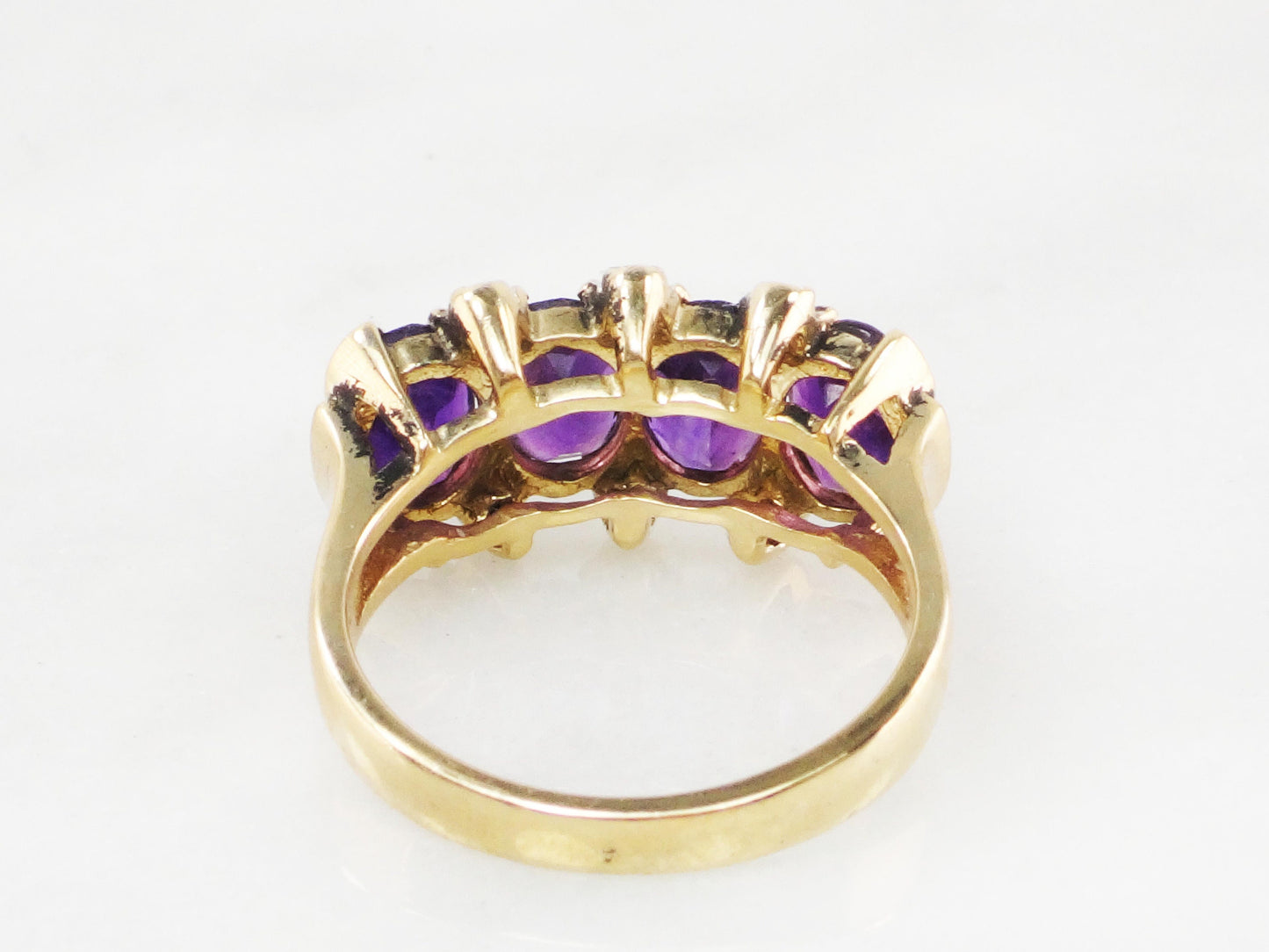 Vintage 10k Gold Purple Iolite and Diamond Ring Purple Stone Band Amethyst Colored Everyday Ring