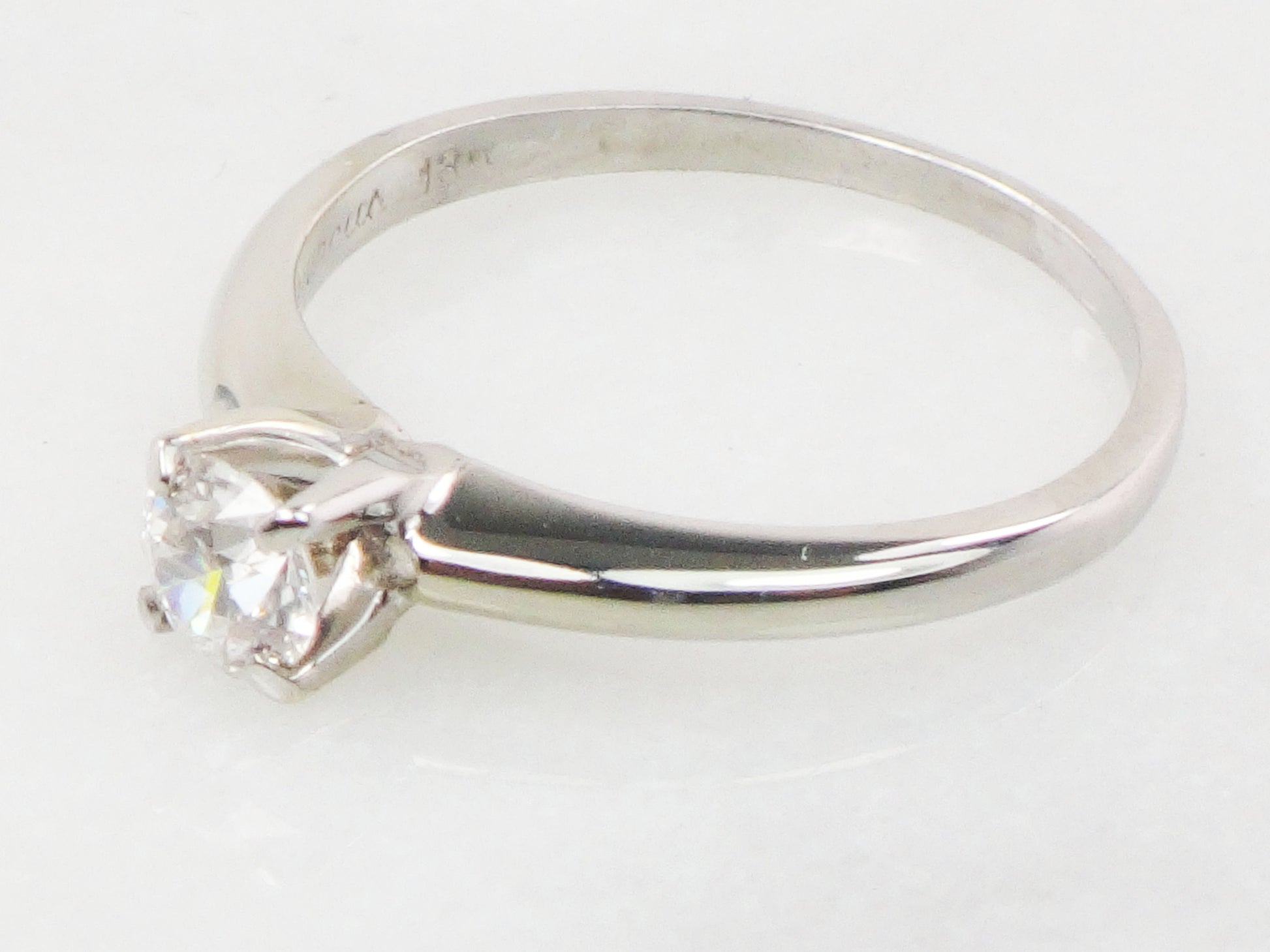 Vintage 18k Natural Diamond Engagement Ring White Gold Old European Cut Diamond Solitaire Engagement Ring Approx .35 Carats