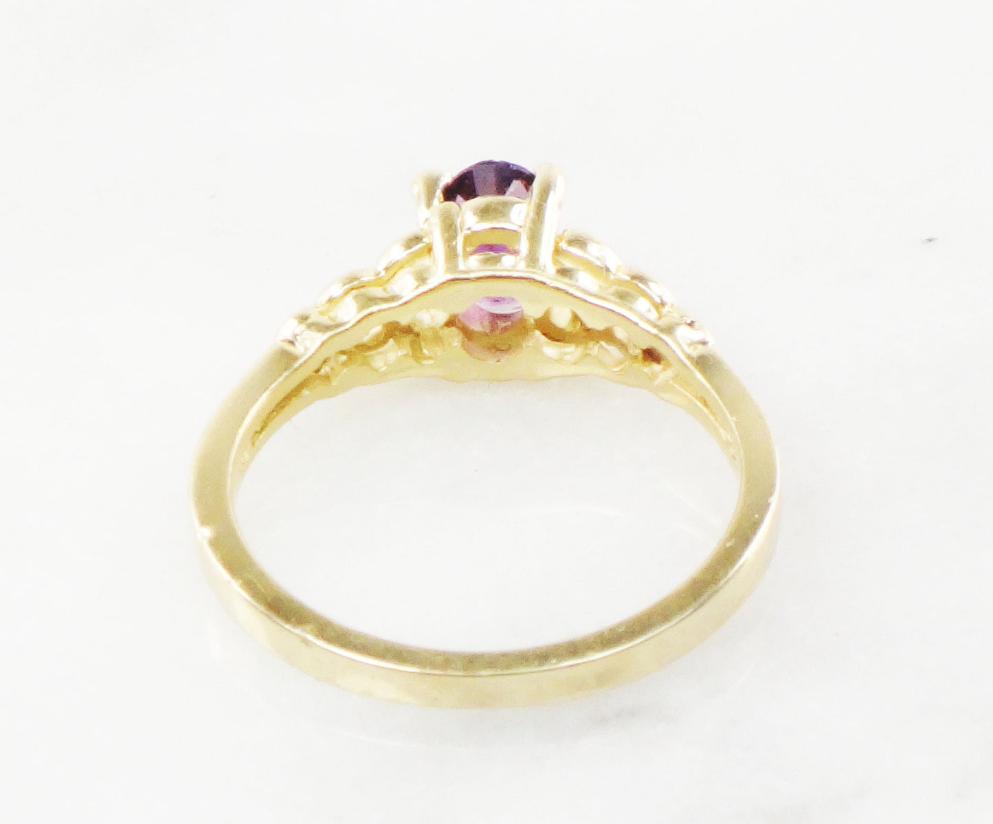 Vintage 14k Yellow Gold Natural Amethyst Ring, Purple February Birthstone Ring, Size 5 1/4