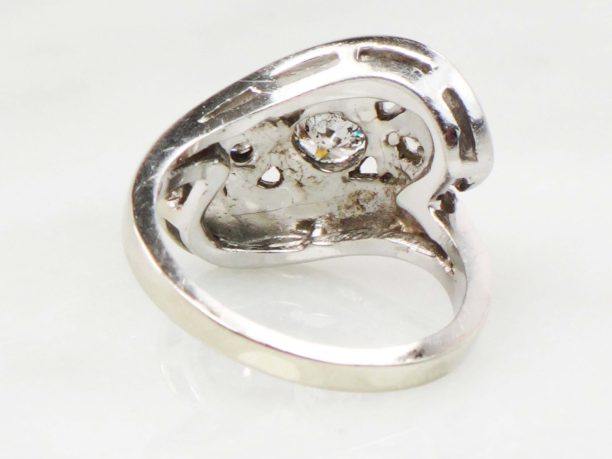 Vintage 14k White Gold Natural Diamond Orange Blossom Ring Circa 1940s Alternative Engagement Ring
