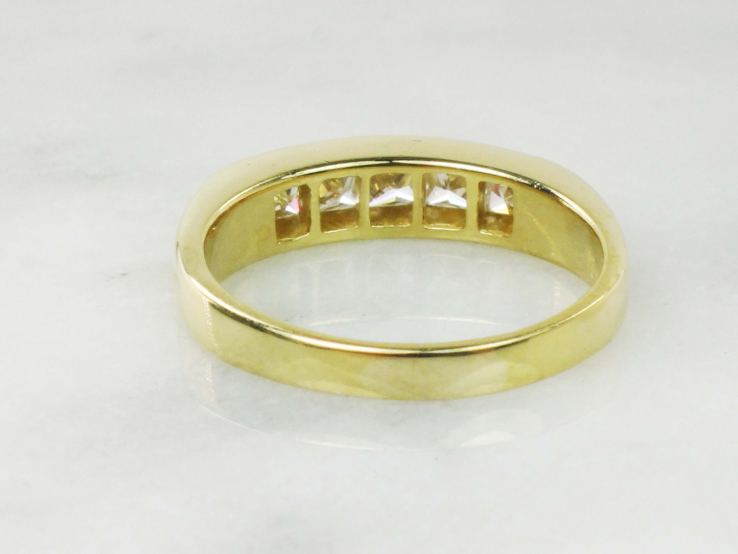 Vintage 18k Yellow Gold Princess Cut Diamond Wedding Band Ring
