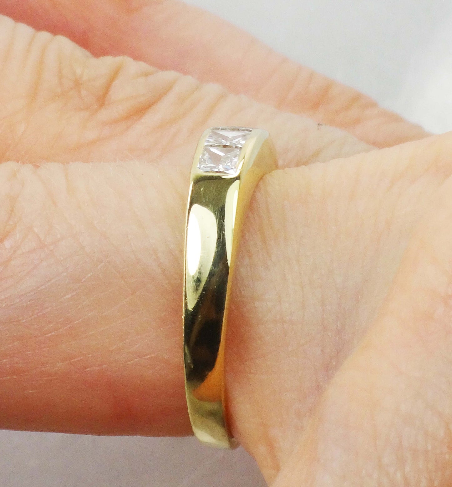 Vintage 18k Yellow Gold Princess Cut Diamond Wedding Band Ring