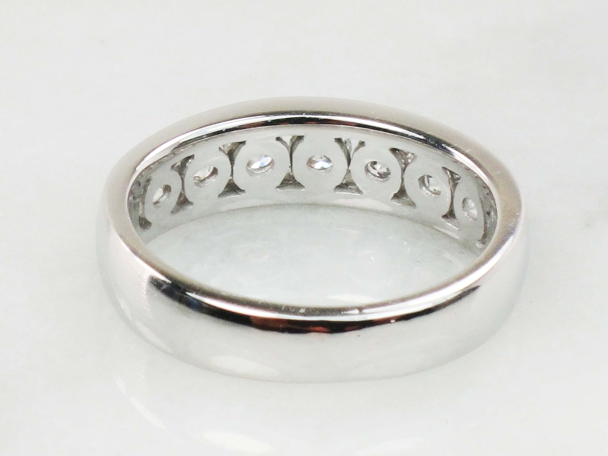 Vintage 14k White Gold Diamond Wedding Band: Channel Set .75 CTS TDW