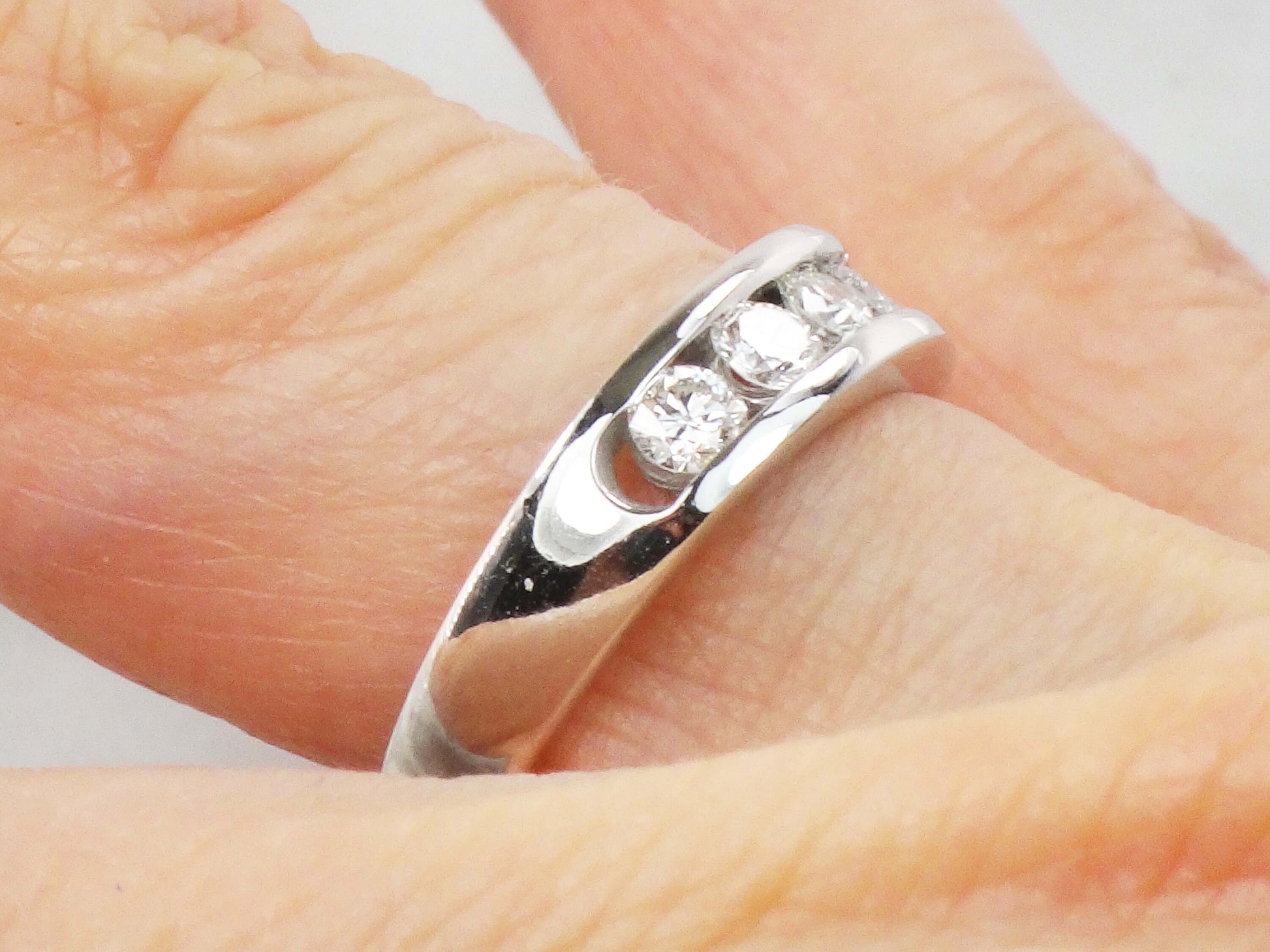 Vintage 14k White Gold Diamond Wedding Band: Channel Set .75 CTS TDW