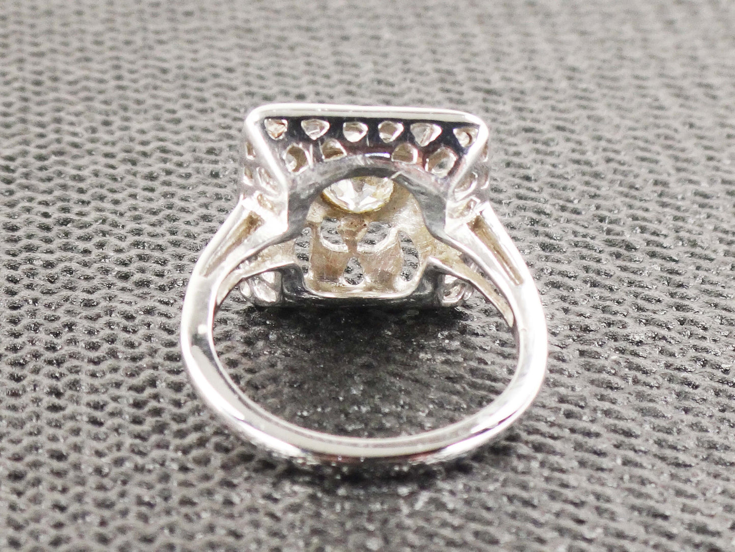 Vintage 14k White Gold Old European Cut Natural Diamond Ring Art Deco Diamond Ring Approx .50 Carat Center Diamond