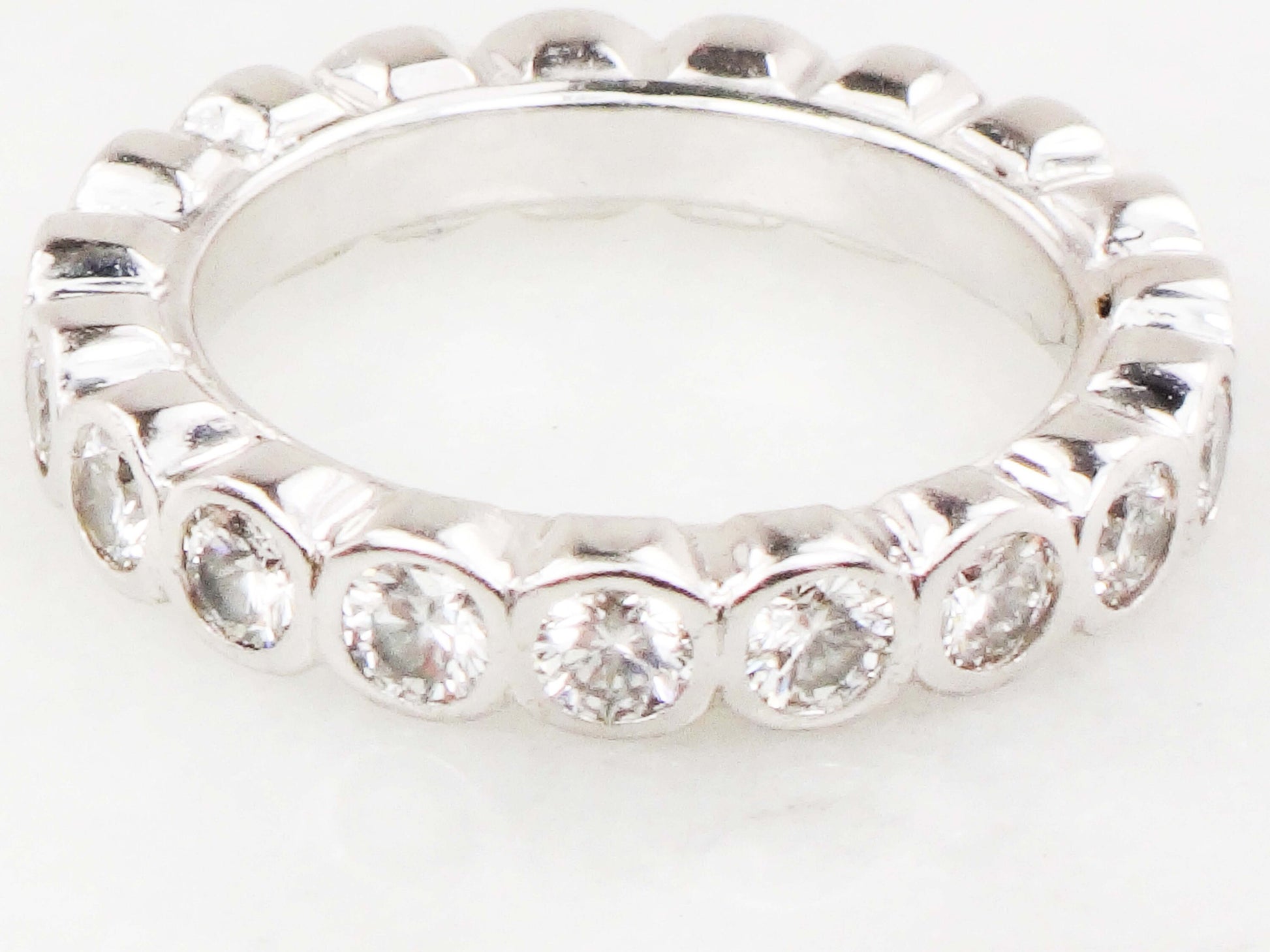 Vintage 14k White Gold Diamond Eternity Ring - Size 4.5