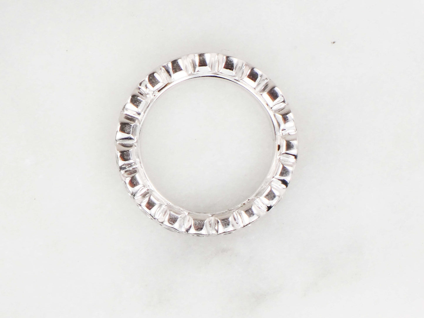 Vintage 14k White Gold Natural Diamond Eternity Ring Round 2 Carats TDW Diamond Wedding Band Size 4.5