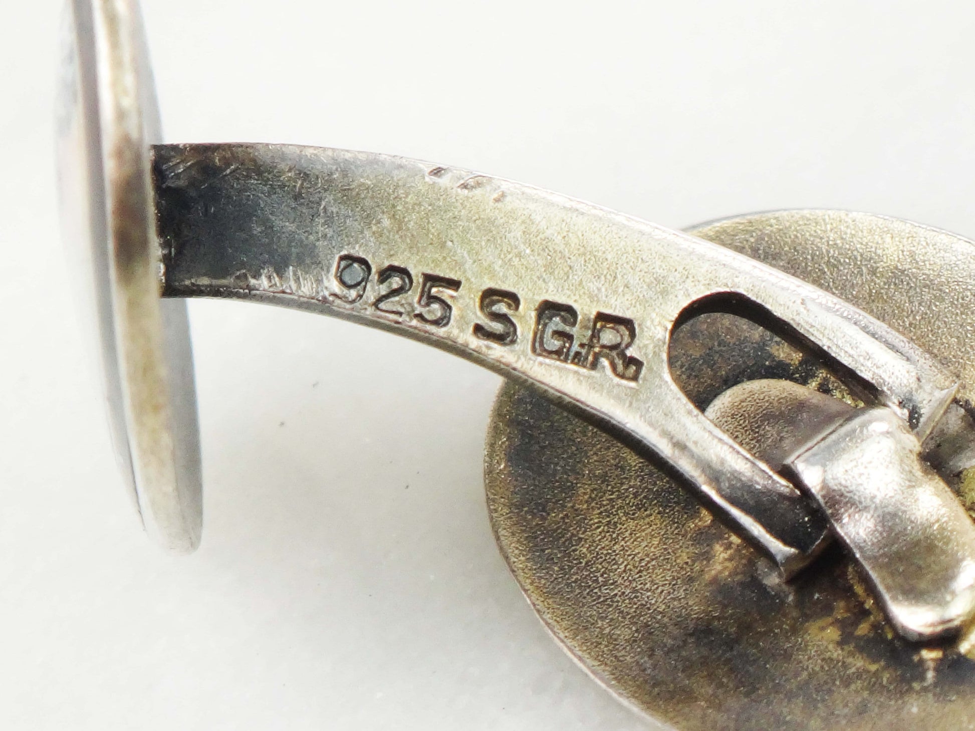 Vintage Georg Ruud Sterling Silver Guilloche Enamel Elk Cufflinks