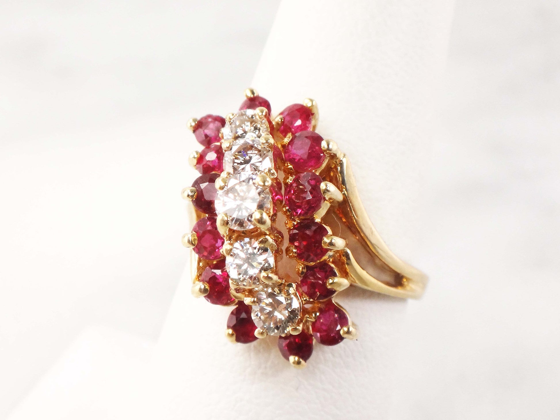 Vintage 14k Gold Ruby and Diamond Ring: July Birthstone