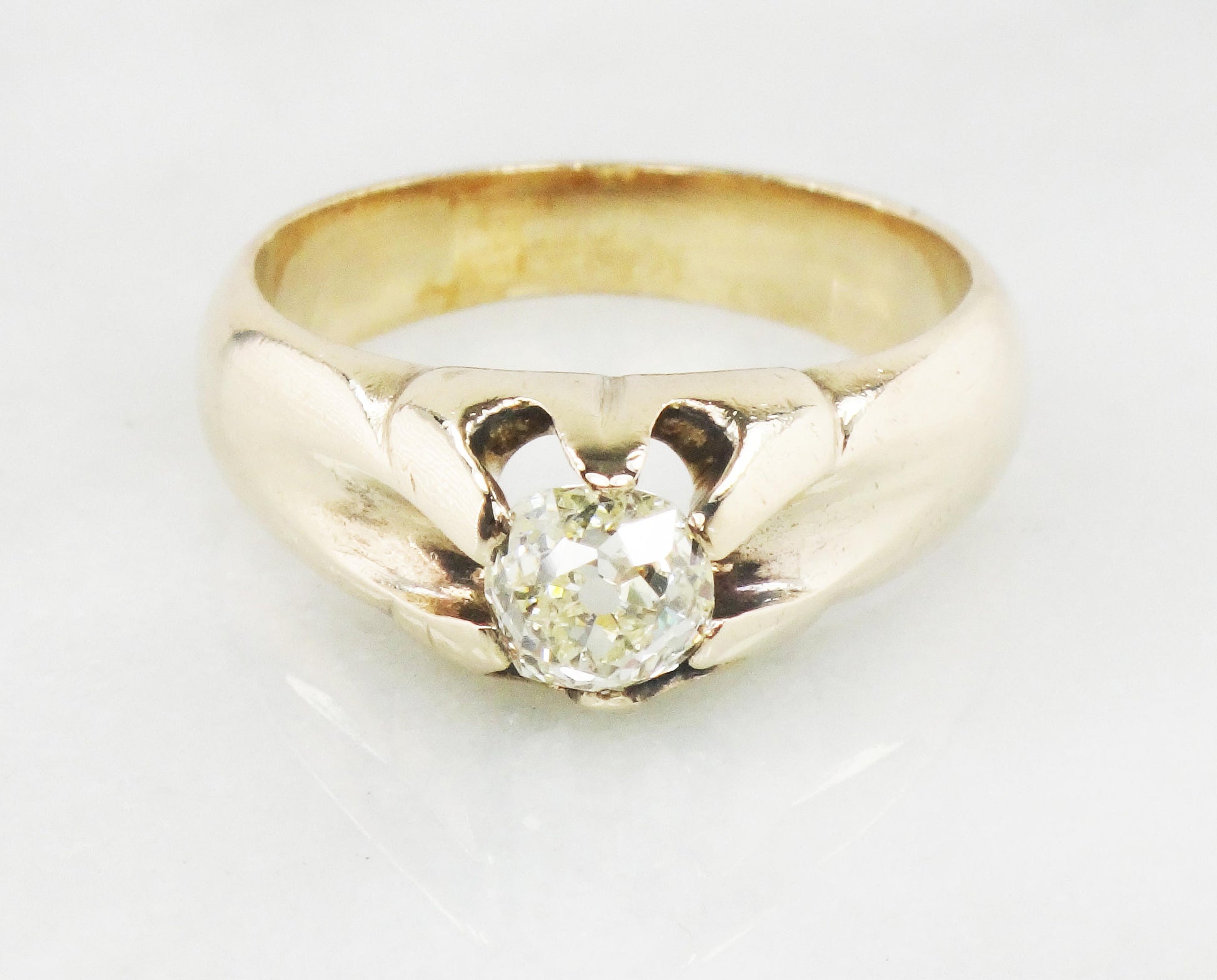 Vintage Diamond Engagement Ring Natural Old Mine Cut Diamond Ring .55 CT Antique Claw Set Diamond Solitaire Victorian Diamond Ring Belcher