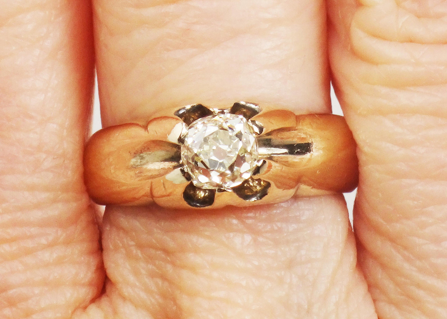 Vintage Diamond Engagement Ring Natural Old Mine Cut Diamond Ring .55 CT Antique Claw Set Diamond Solitaire Victorian Diamond Ring Belcher