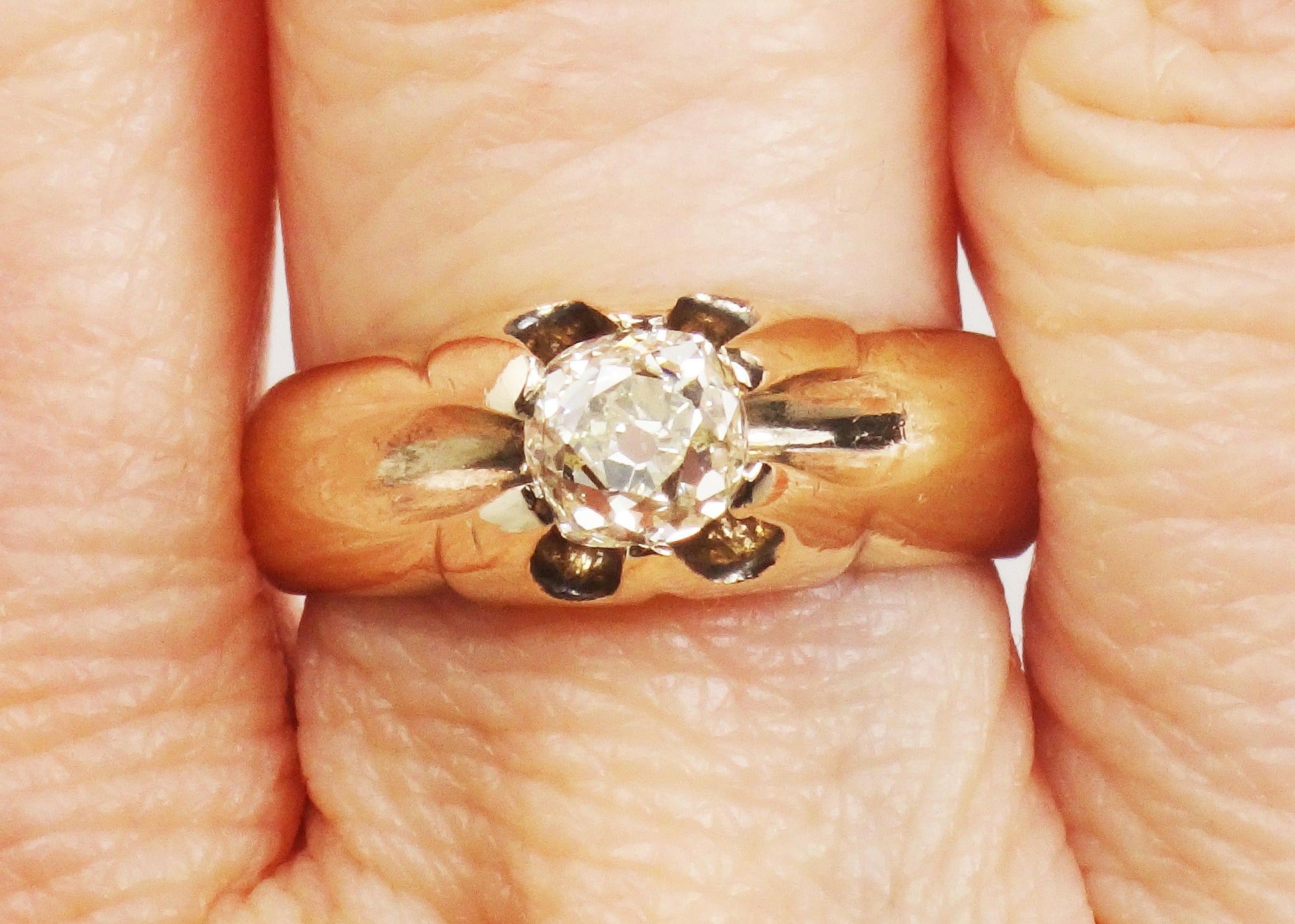 Vintage Diamond Engagement Ring Natural Old Mine Cut Diamond Ring .55 CT Antique Claw Set Diamond Solitaire Victorian Diamond Ring Belcher