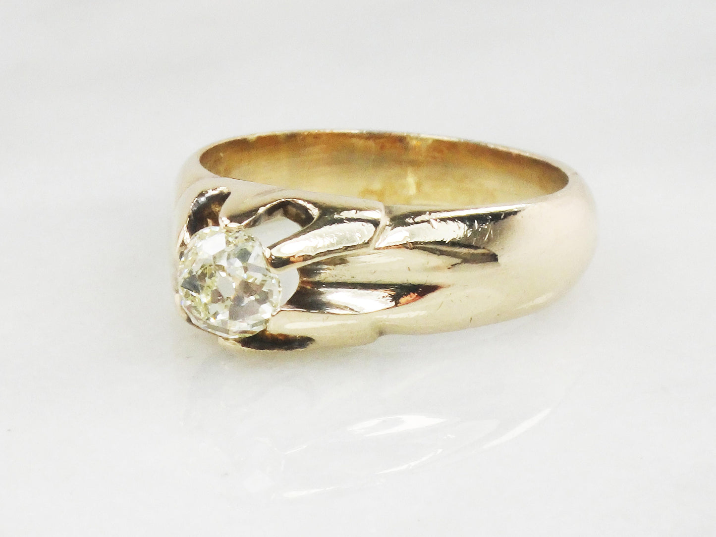 Vintage Diamond Engagement Ring Natural Old Mine Cut Diamond Ring .55 CT Antique Claw Set Diamond Solitaire Victorian Diamond Ring Belcher