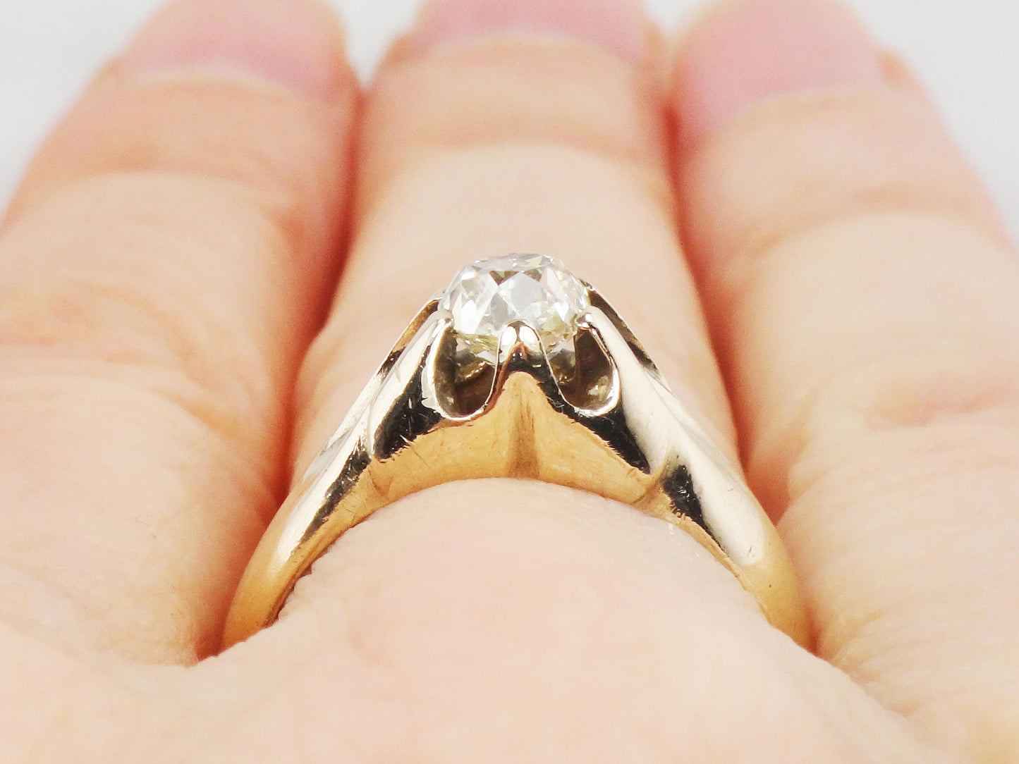 Vintage Diamond Engagement Ring Natural Old Mine Cut Diamond Ring .55 CT Antique Claw Set Diamond Solitaire Victorian Diamond Ring Belcher