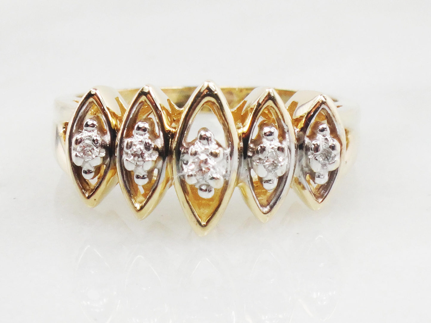 Vintage 10k Yellow Gold Natural Diamond Ring Everyday Diamond Ring Size 6