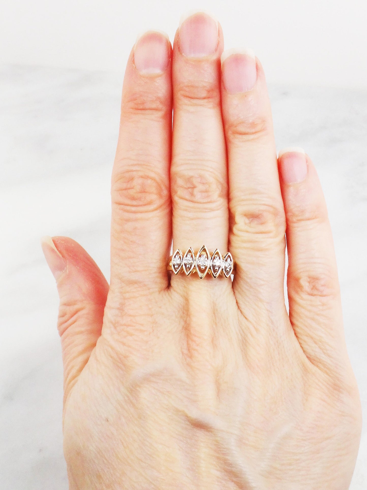 Vintage 10k Yellow Gold Natural Diamond Ring Everyday Diamond Ring Size 6