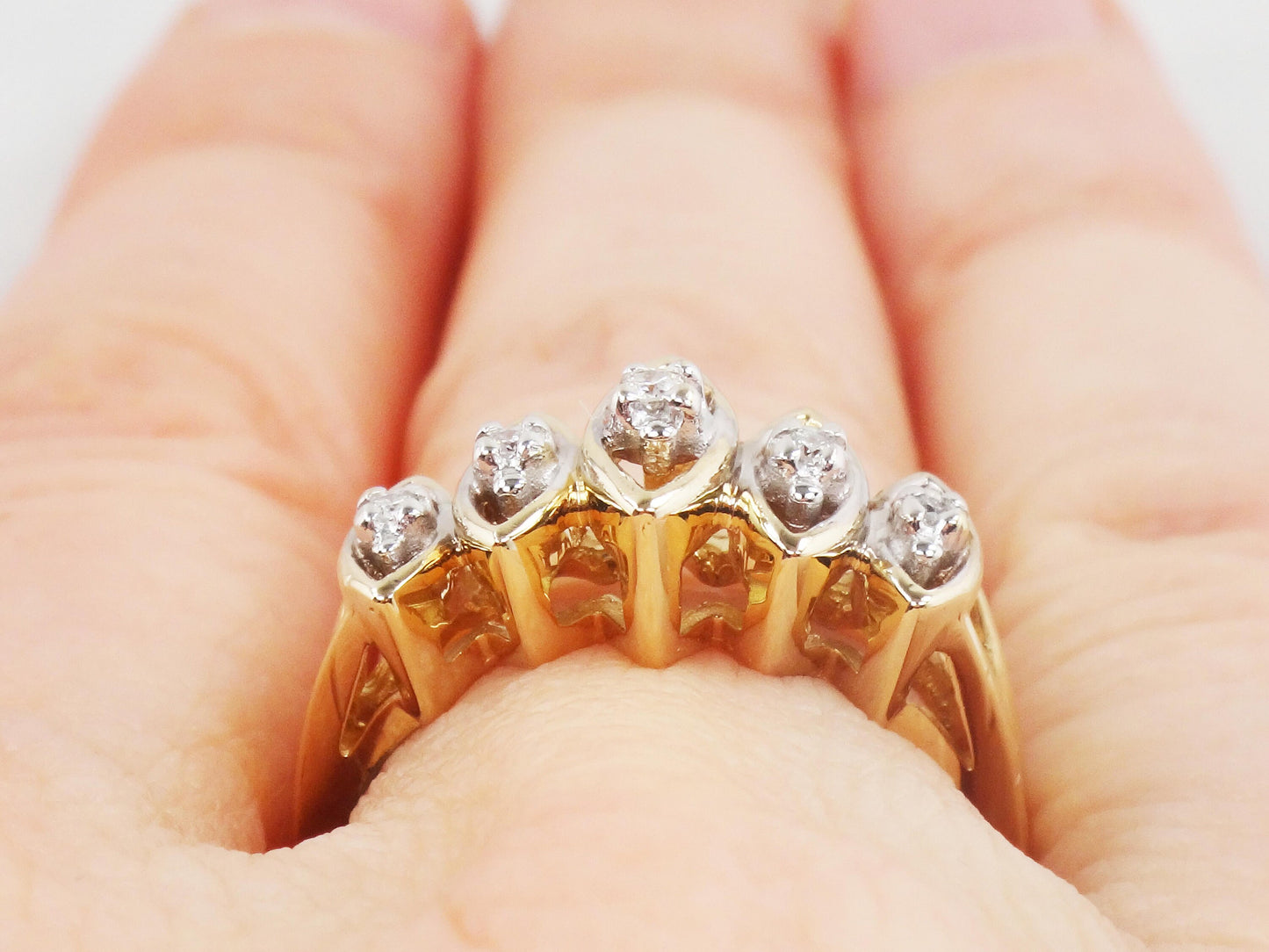 Vintage 10k Yellow Gold Natural Diamond Ring Everyday Diamond Ring Size 6