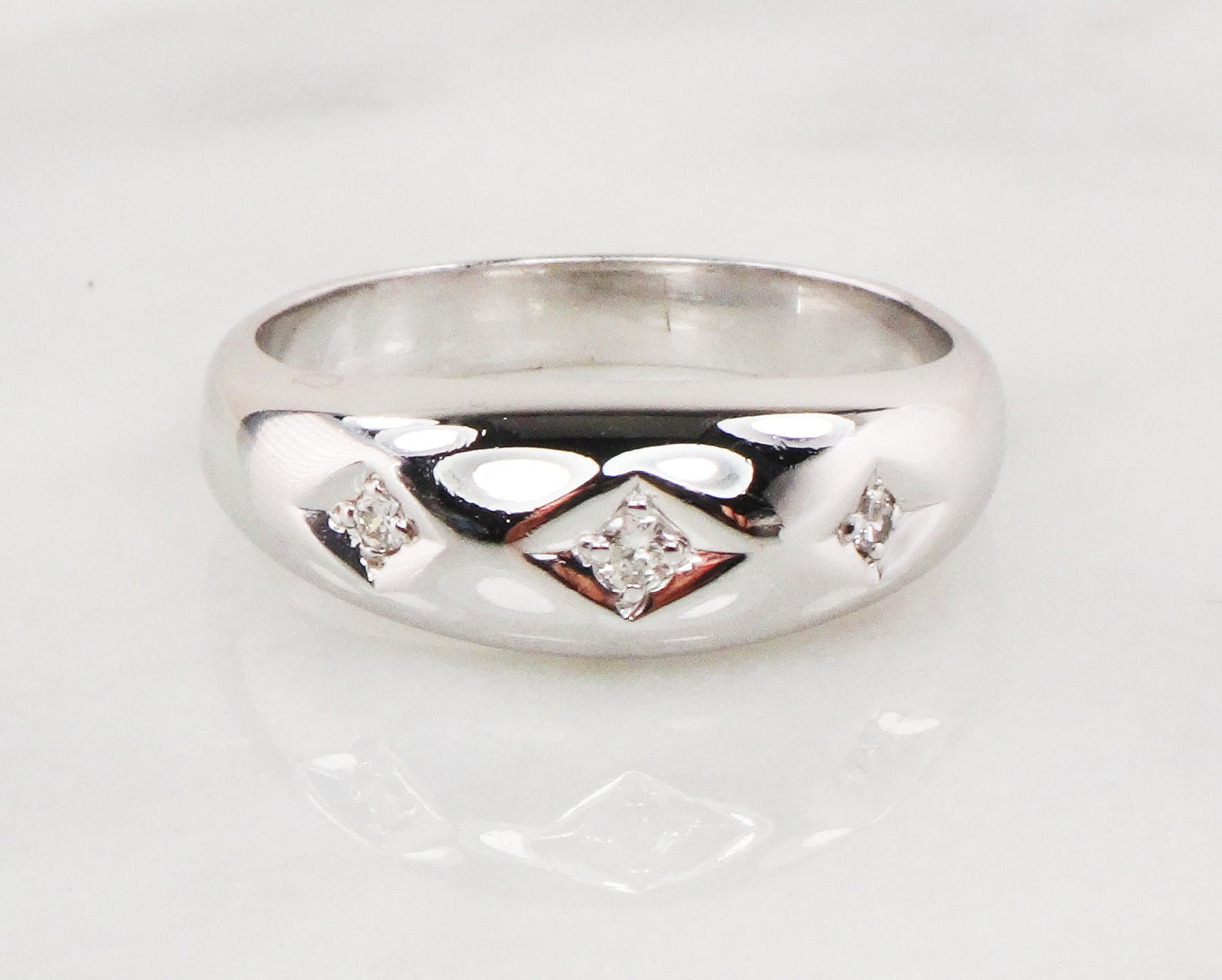 Vintage 14k White Gold Diamond Wedding Band - Size 11 1/4