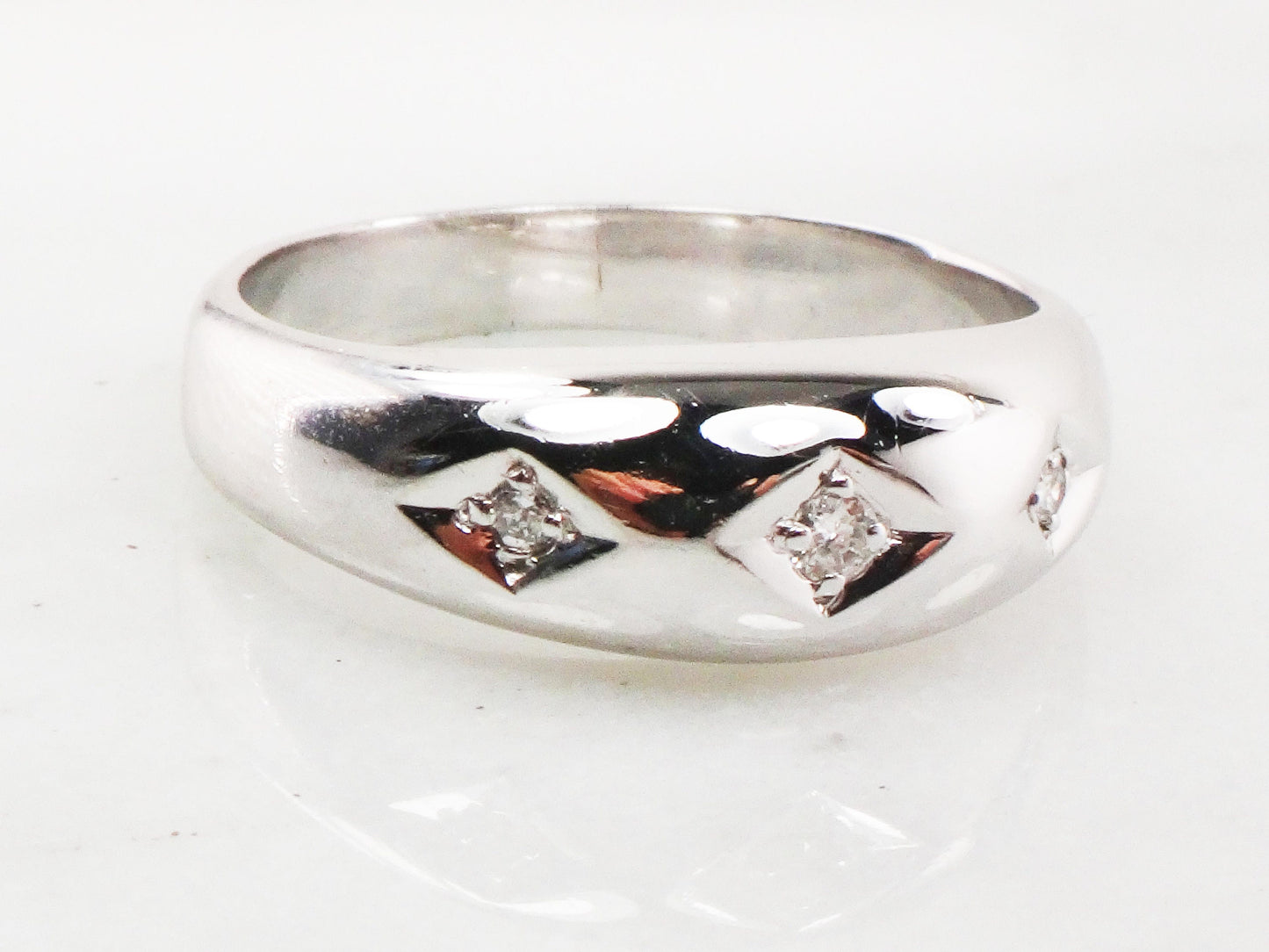 Vintage 14k White Gold Diamond Wedding Band - Size 11 1/4