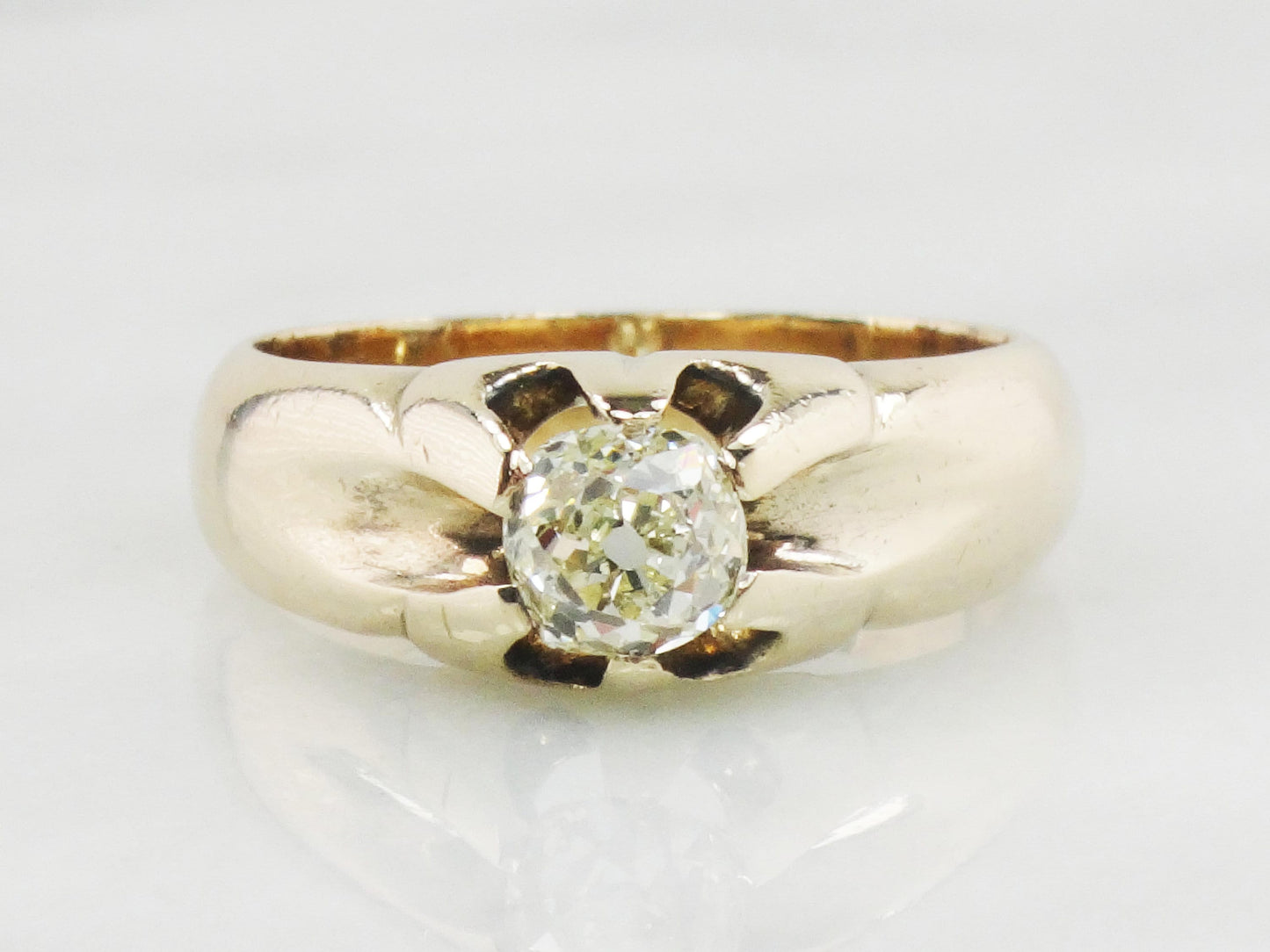 Vintage Diamond Engagement Ring Natural Old Mine Cut Diamond Ring .55 CT Antique Claw Set Diamond Solitaire Victorian Diamond Ring Belcher