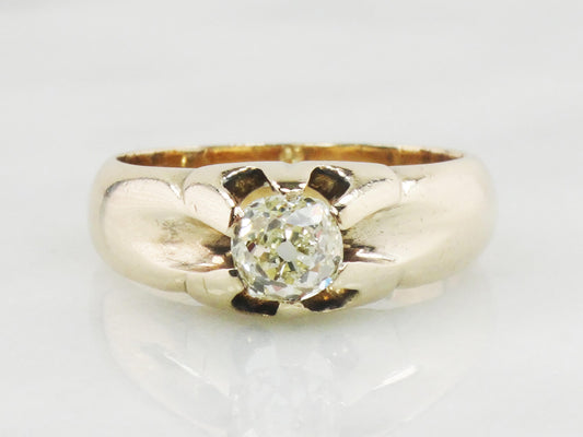 Vintage Diamond Engagement Ring Natural Old Mine Cut Diamond Ring .55 CT Antique Claw Set Diamond Solitaire Victorian Diamond Ring Belcher