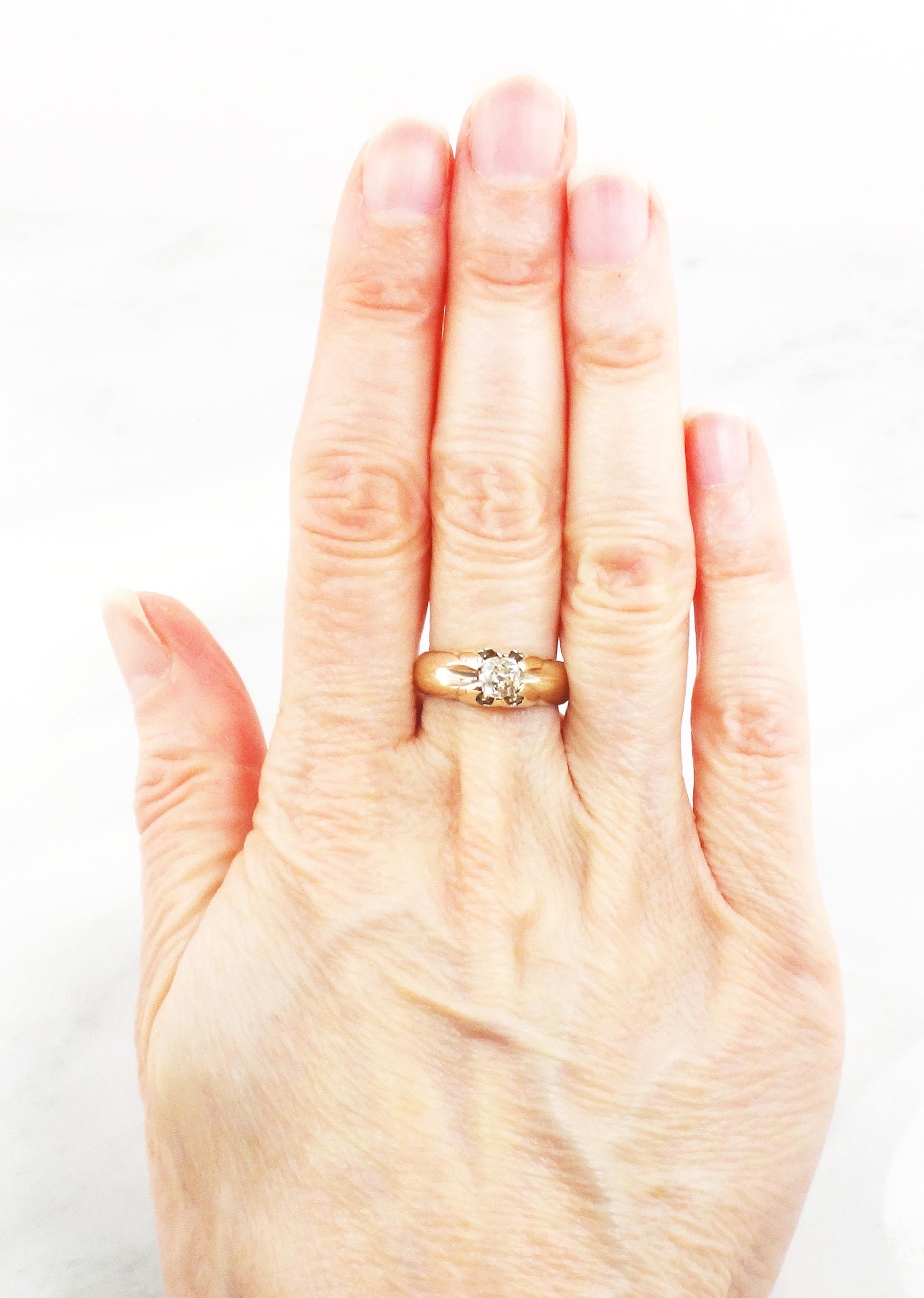 Vintage Diamond Engagement Ring Natural Old Mine Cut Diamond Ring .55 CT Antique Claw Set Diamond Solitaire Victorian Diamond Ring Belcher