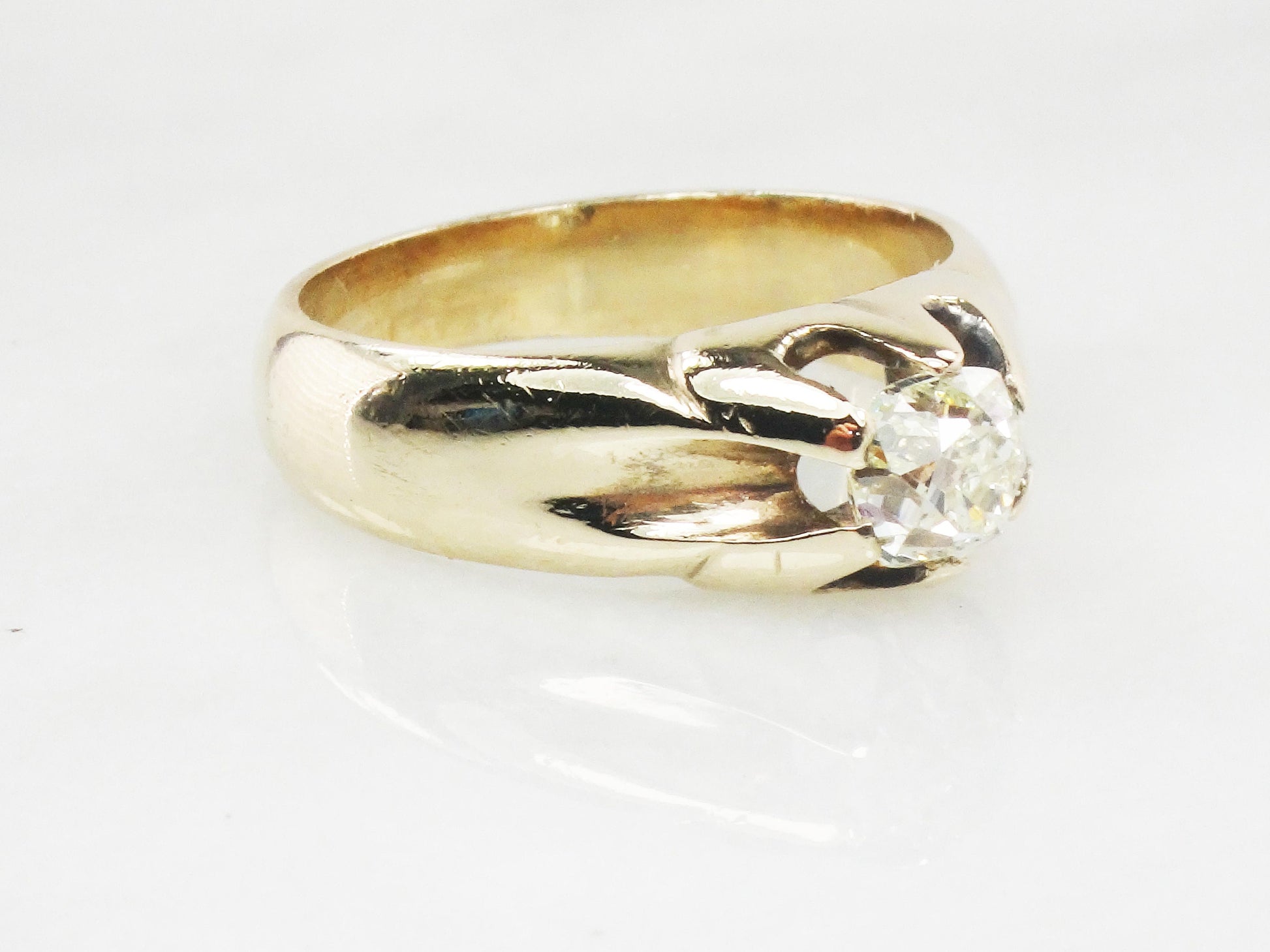 Vintage Diamond Engagement Ring Natural Old Mine Cut Diamond Ring .55 CT Antique Claw Set Diamond Solitaire Victorian Diamond Ring Belcher