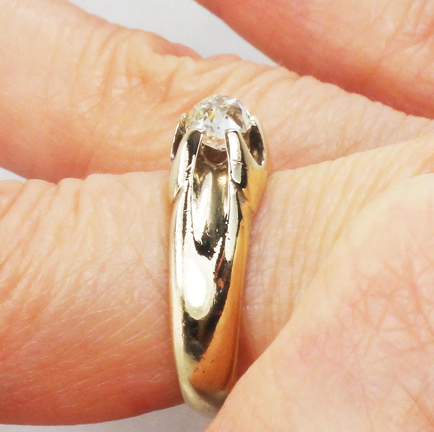 Vintage Diamond Engagement Ring Natural Old Mine Cut Diamond Ring .55 CT Antique Claw Set Diamond Solitaire Victorian Diamond Ring Belcher
