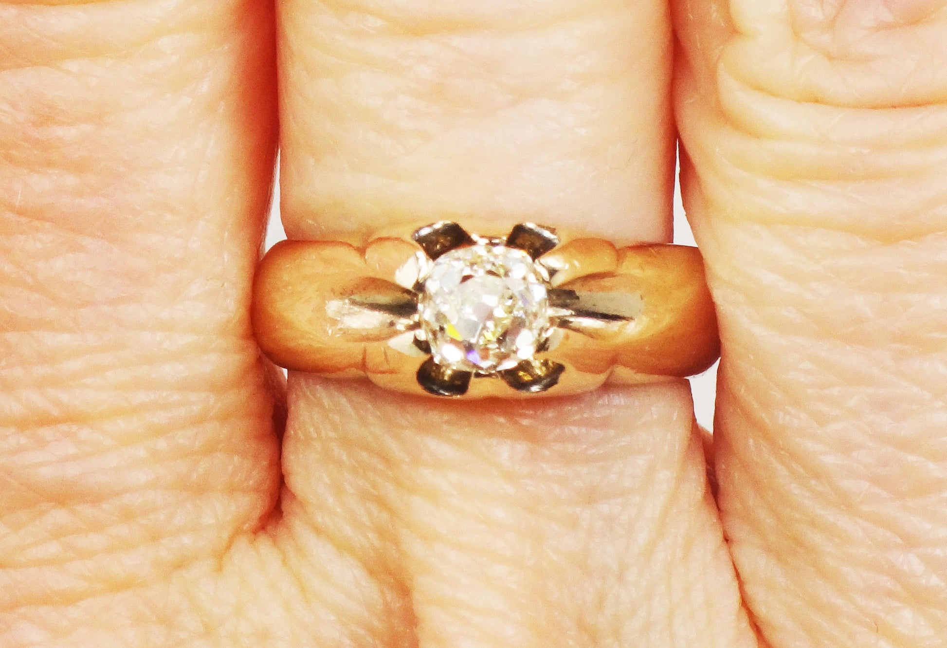 Vintage Diamond Engagement Ring Natural Old Mine Cut Diamond Ring .55 CT Antique Claw Set Diamond Solitaire Victorian Diamond Ring Belcher