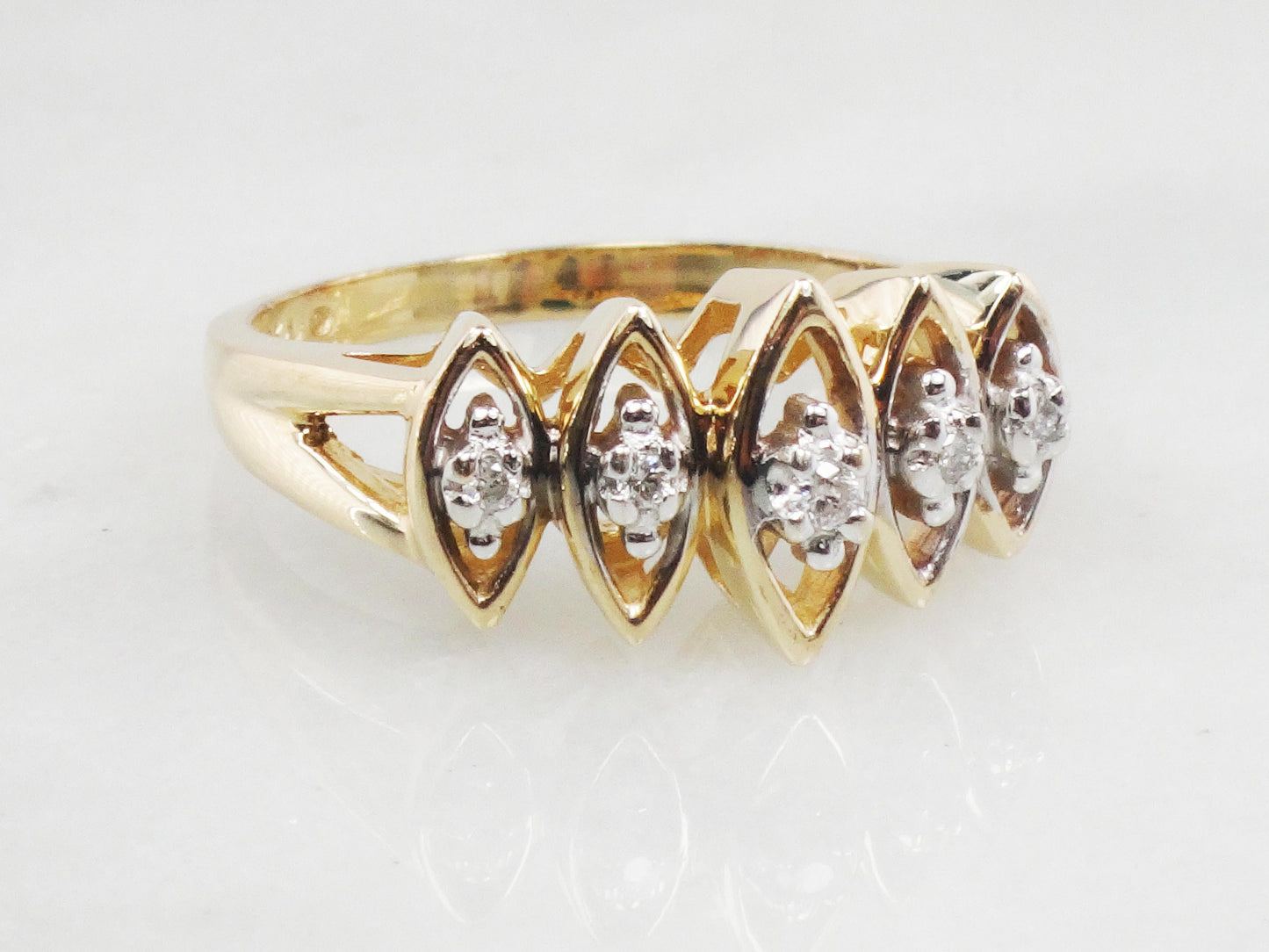 Vintage 10k Yellow Gold Natural Diamond Ring Everyday Diamond Ring Size 6