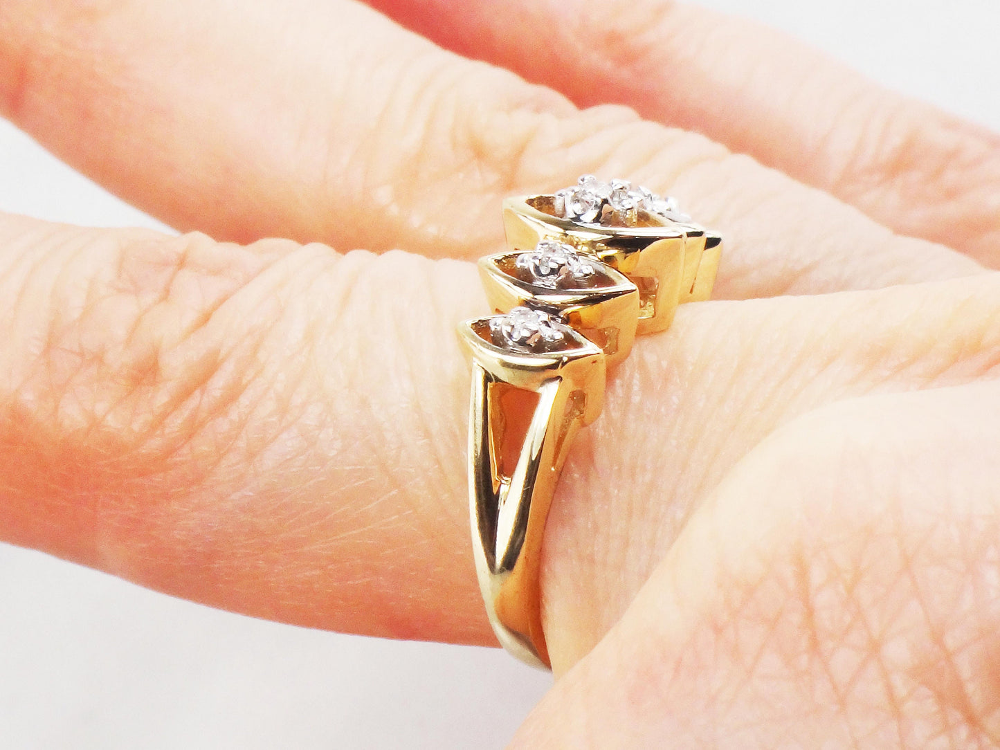 Vintage 10k Yellow Gold Natural Diamond Ring Everyday Diamond Ring Size 6