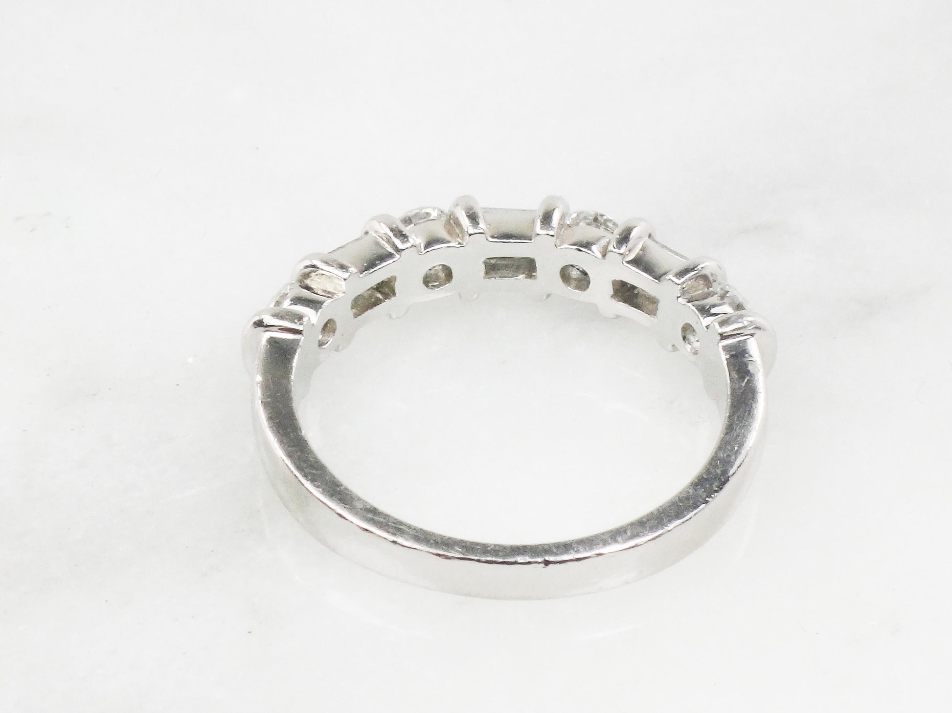 Vintage Martin Flyer Platinum Diamond Wedding Band: Baguette & Round Cut, 1 CT TDW