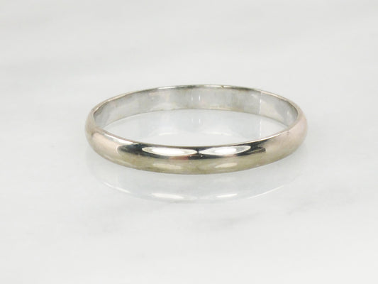 Vintage Thin 18k White Gold Wedding Band, 3 MM Stacking Ring, Size 11.25