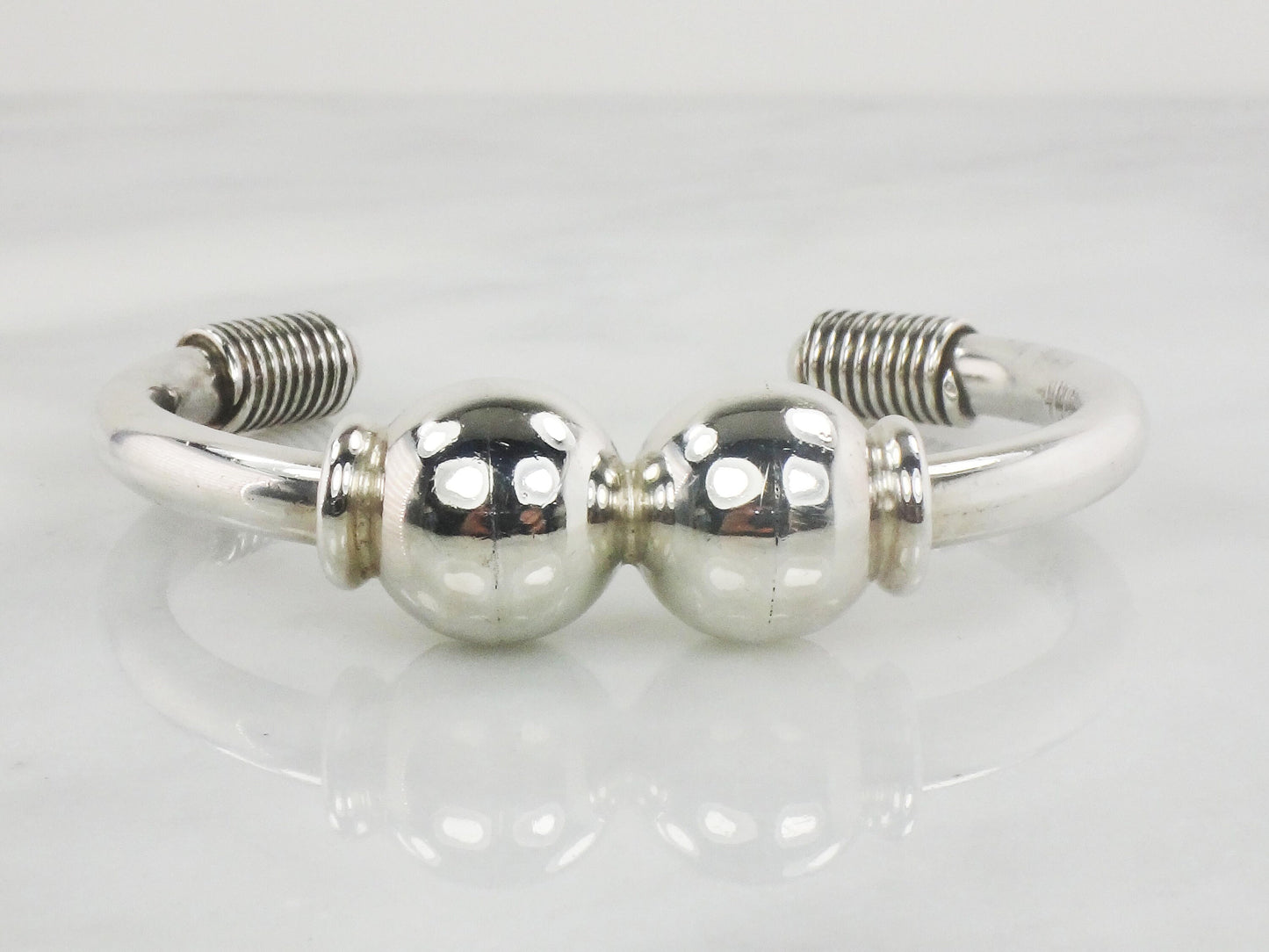 Vintage Sterling Silver Cuff Bracelet Vintage Mexico Silver Bracelet Silver Ball Cuff Bracelet Vintage Cuff Bracelet Heavy Silver Cuff