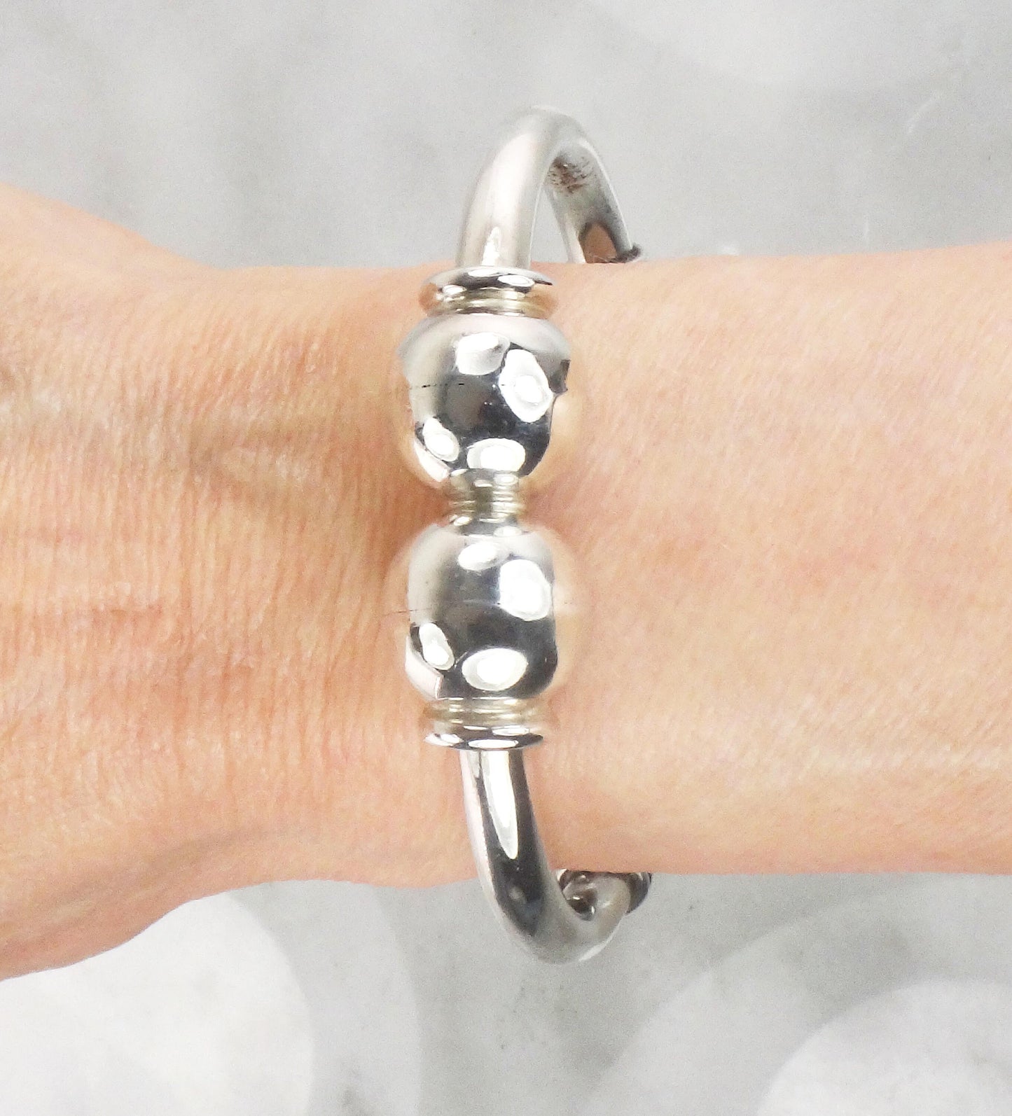 Vintage Sterling Silver Ball Cuff Bracelet - Mexico Silver