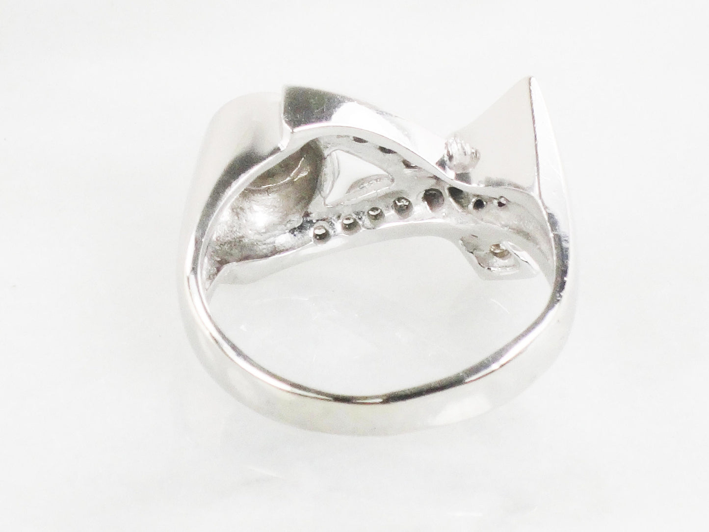 Vintage 14k White Gold Natural Diamond XO Ring Hugs and Kisses Ring Everyday Ring Size 6