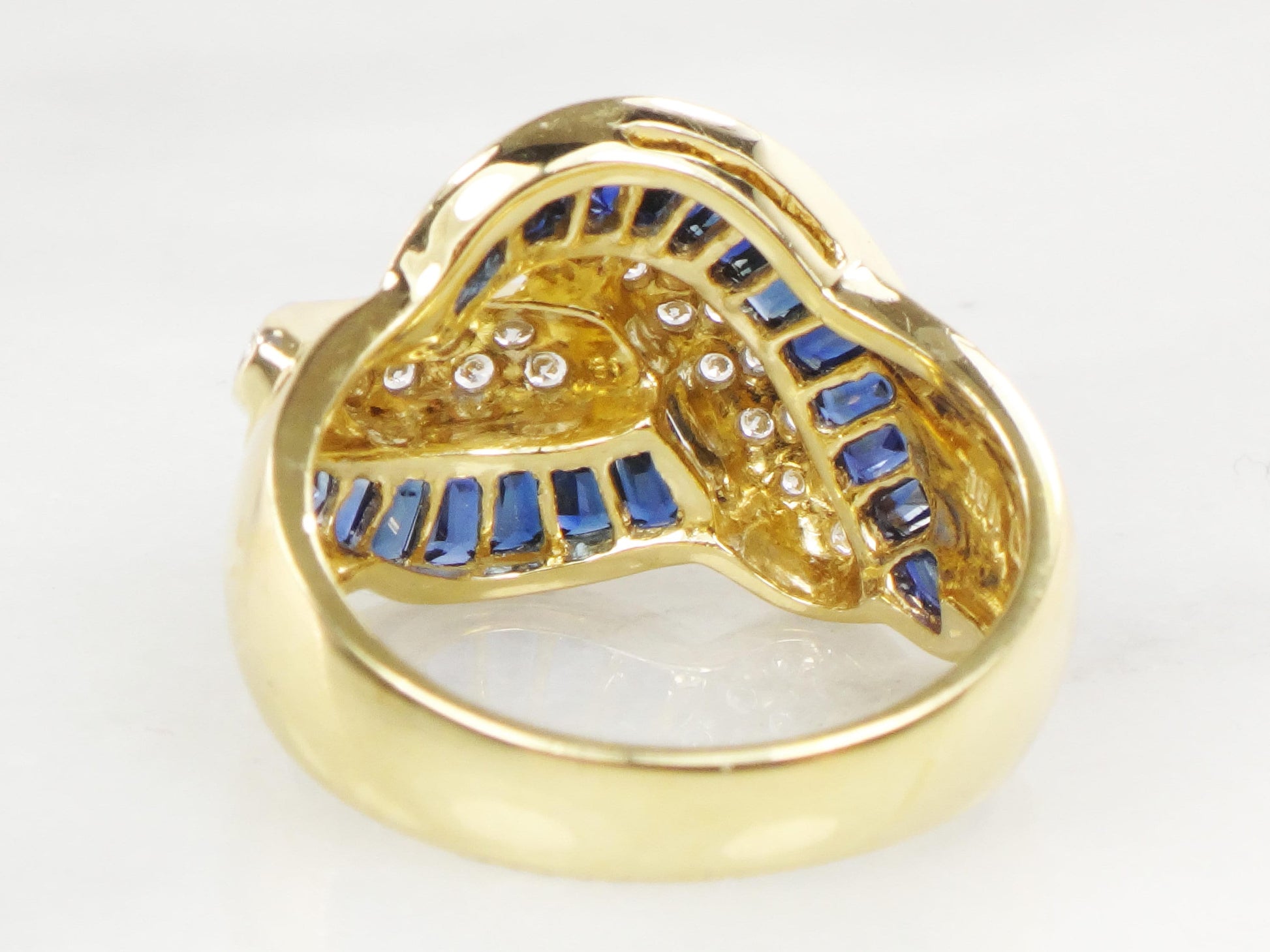 Vintage LeVian 18k Gold Sapphire Diamond Ring - Size 6.5