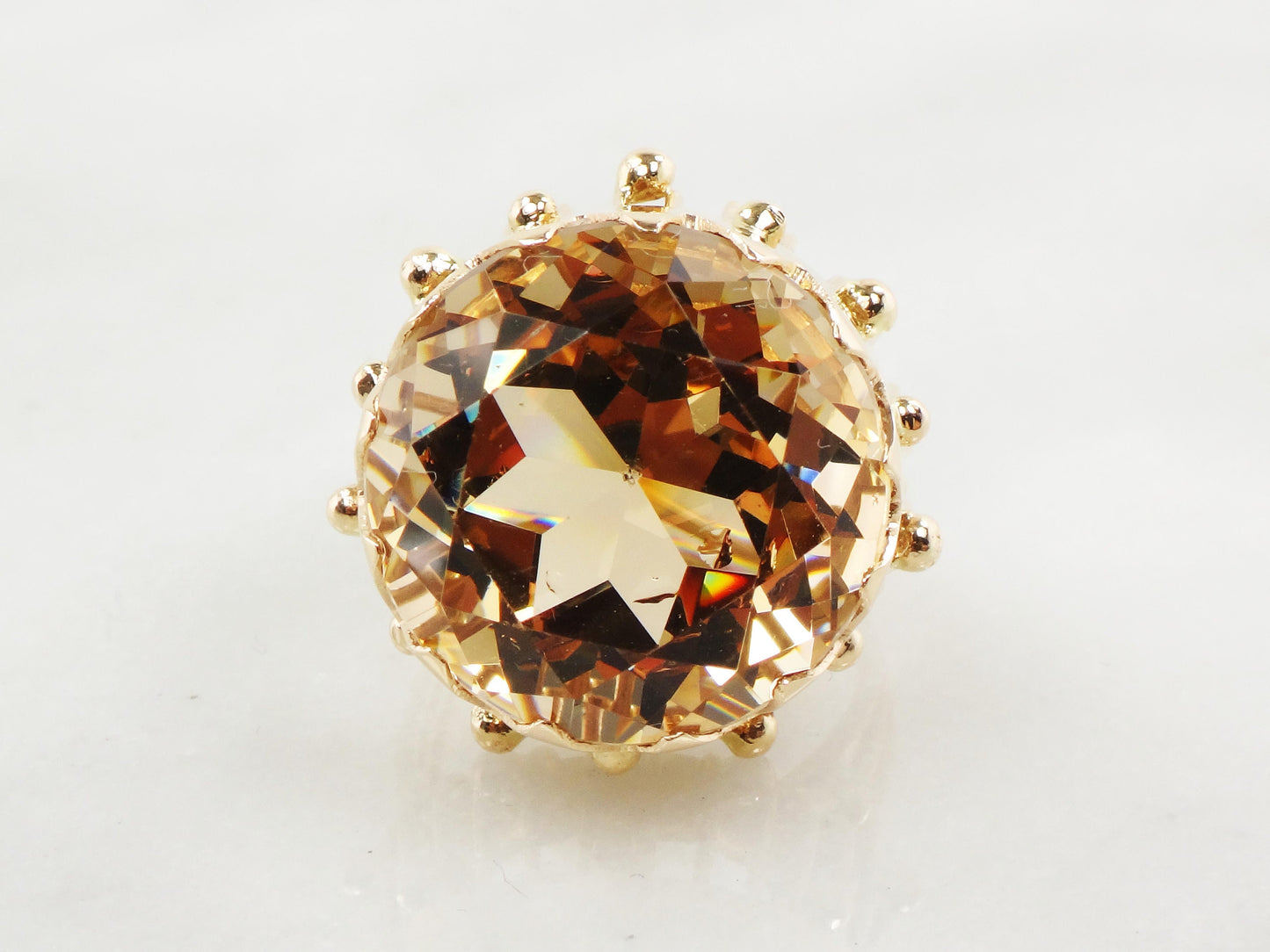 Vintage 14k Yellow Gold Beryl Ring: 16 Carat Heliodor Statement Ring