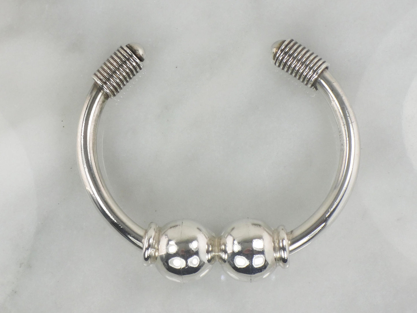 Vintage Sterling Silver Ball Cuff Bracelet - Mexico Silver
