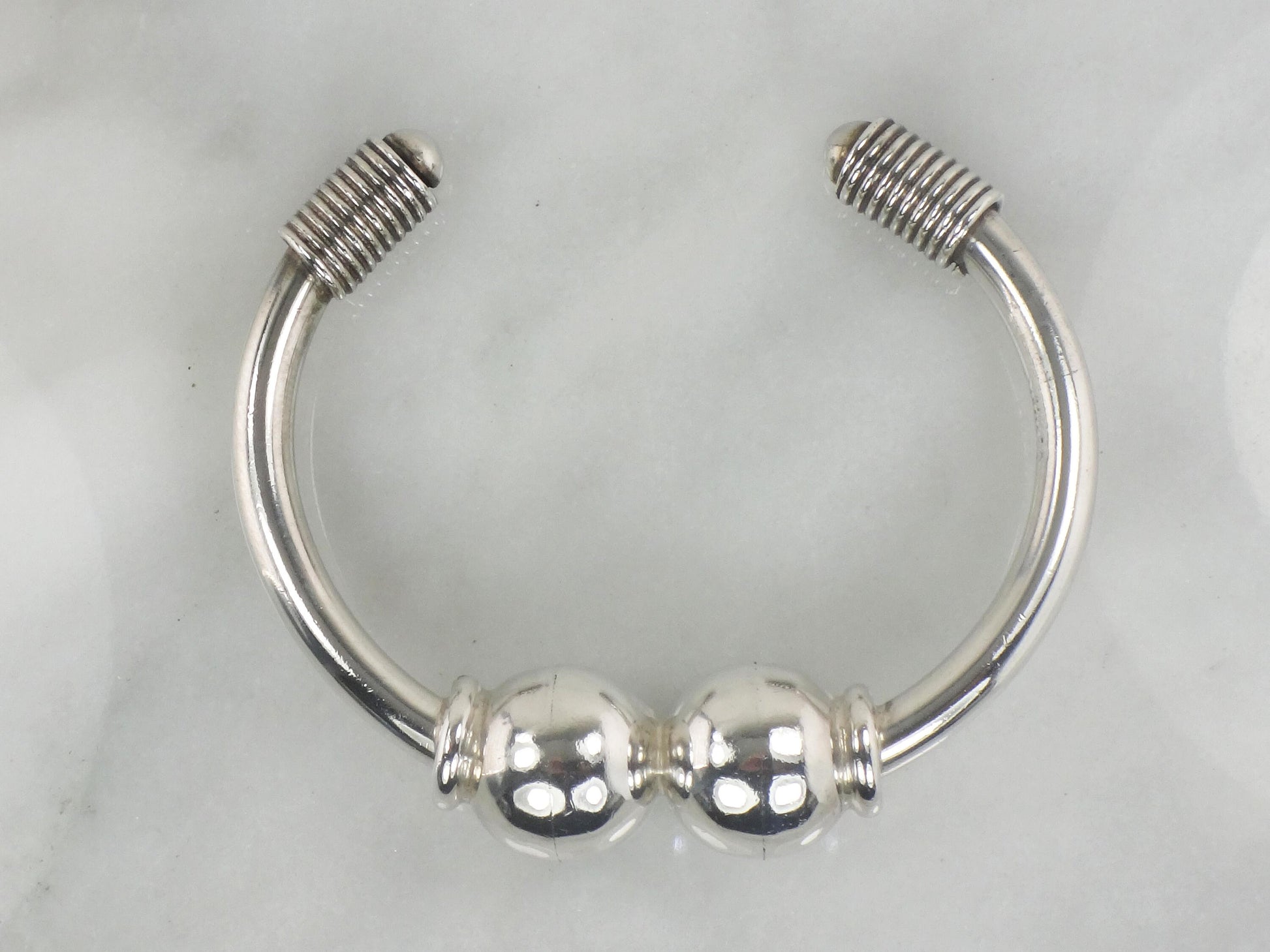 Vintage Sterling Silver Ball Cuff Bracelet - Mexico Silver