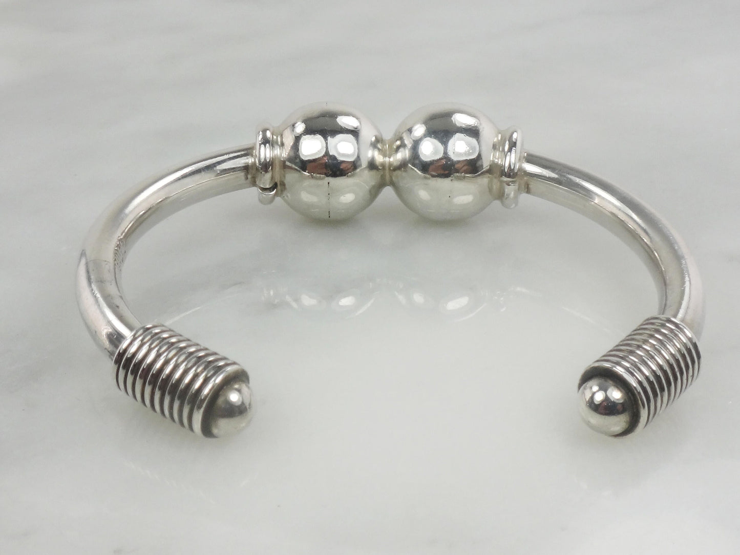 Vintage Sterling Silver Cuff Bracelet Vintage Mexico Silver Bracelet Silver Ball Cuff Bracelet Vintage Cuff Bracelet Heavy Silver Cuff