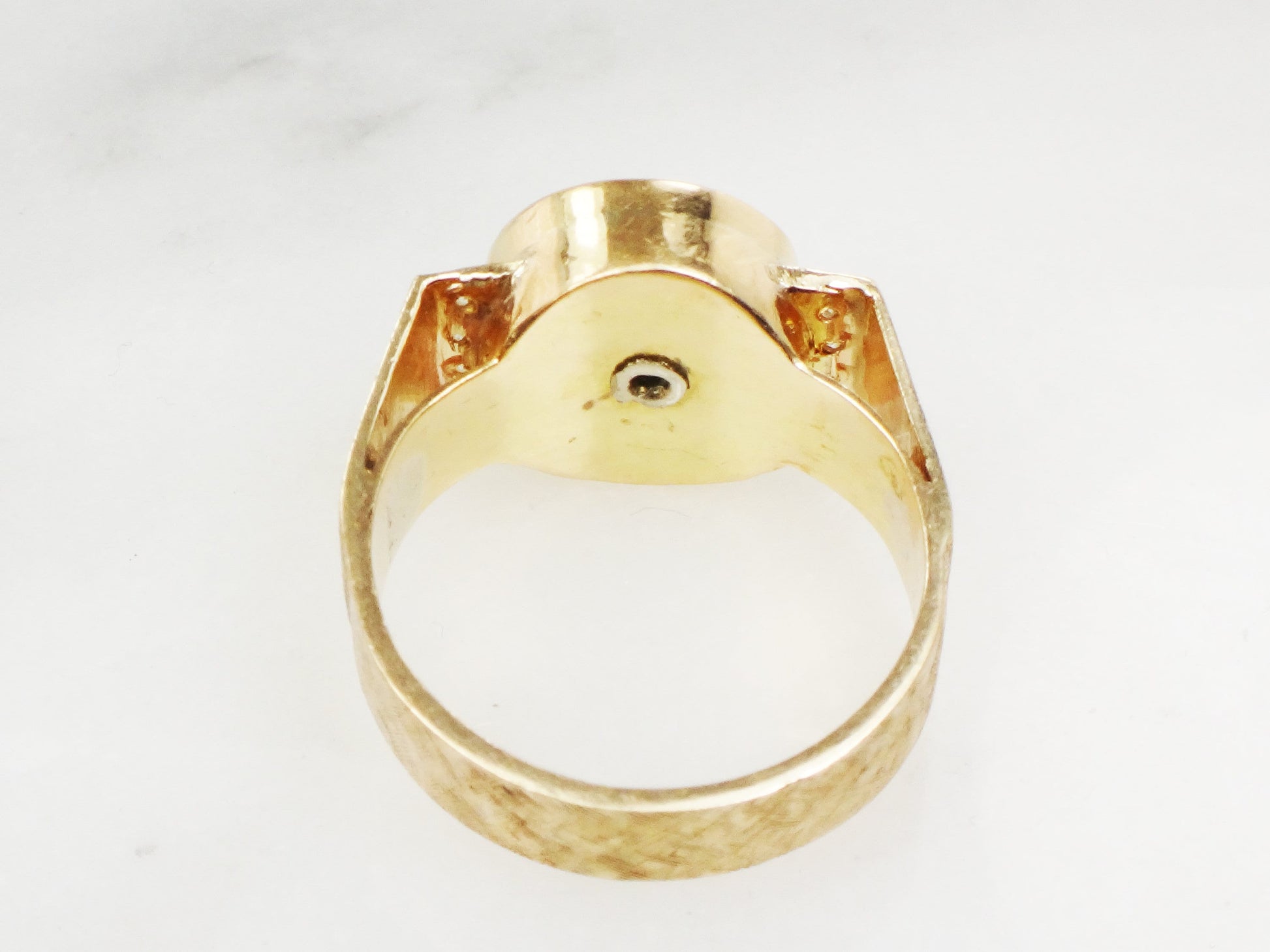 Vintage 14k Yellow Gold Onyx Diamond Ring - Size 10