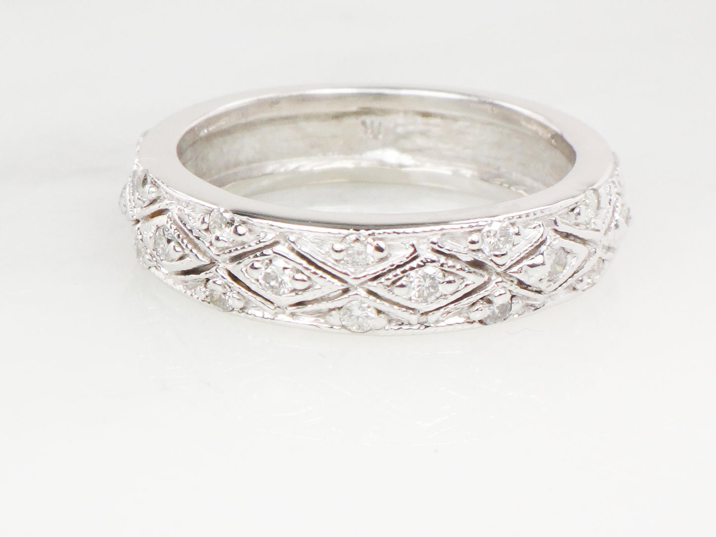 Vintage 14k White Gold Natural Diamond Wedding Band, Approx .35 CT TDW Size 6.25