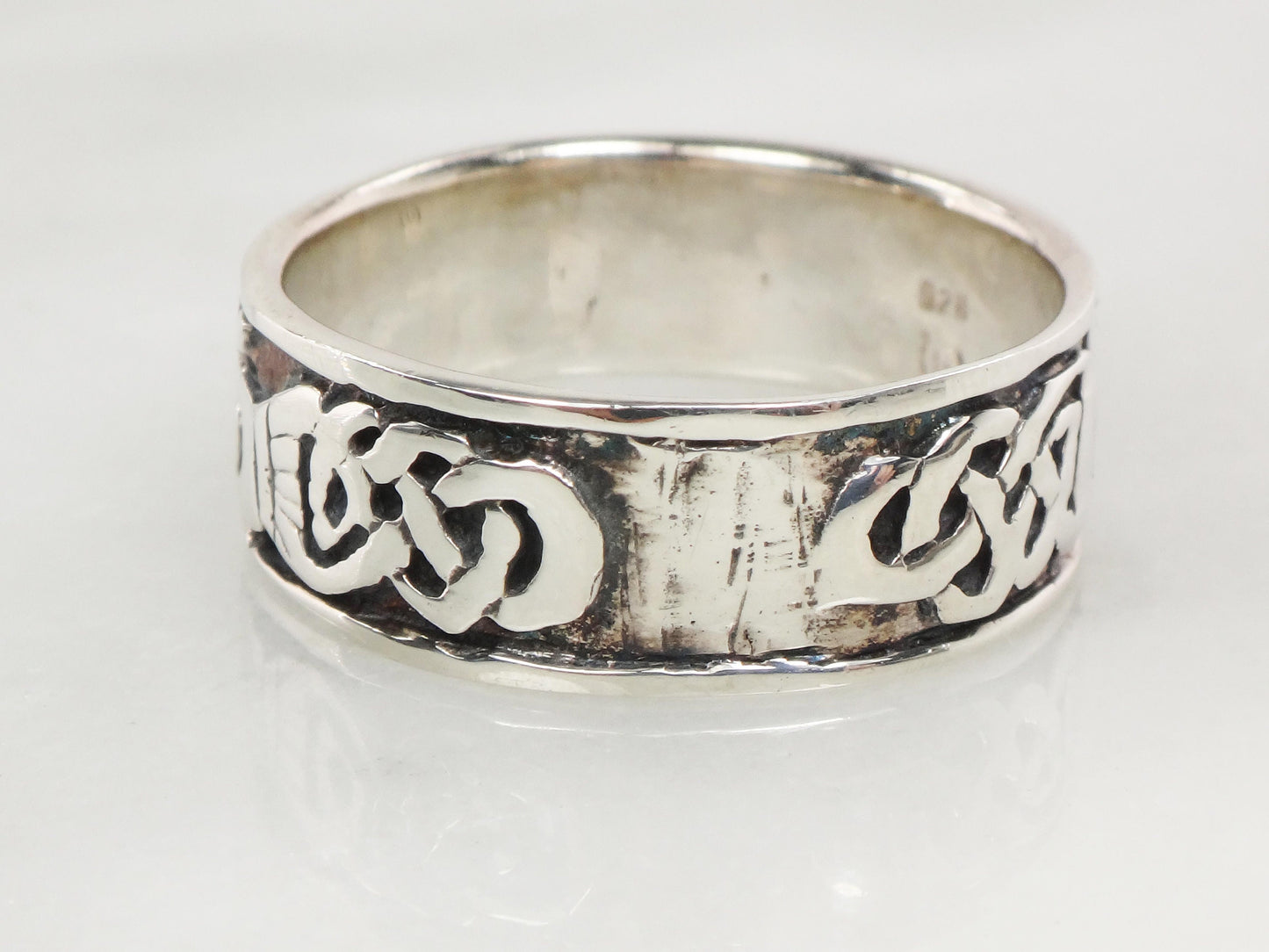 Vintage Sterling Silver Claddagh Ring Band - Irish Celtic Knot, Size 12