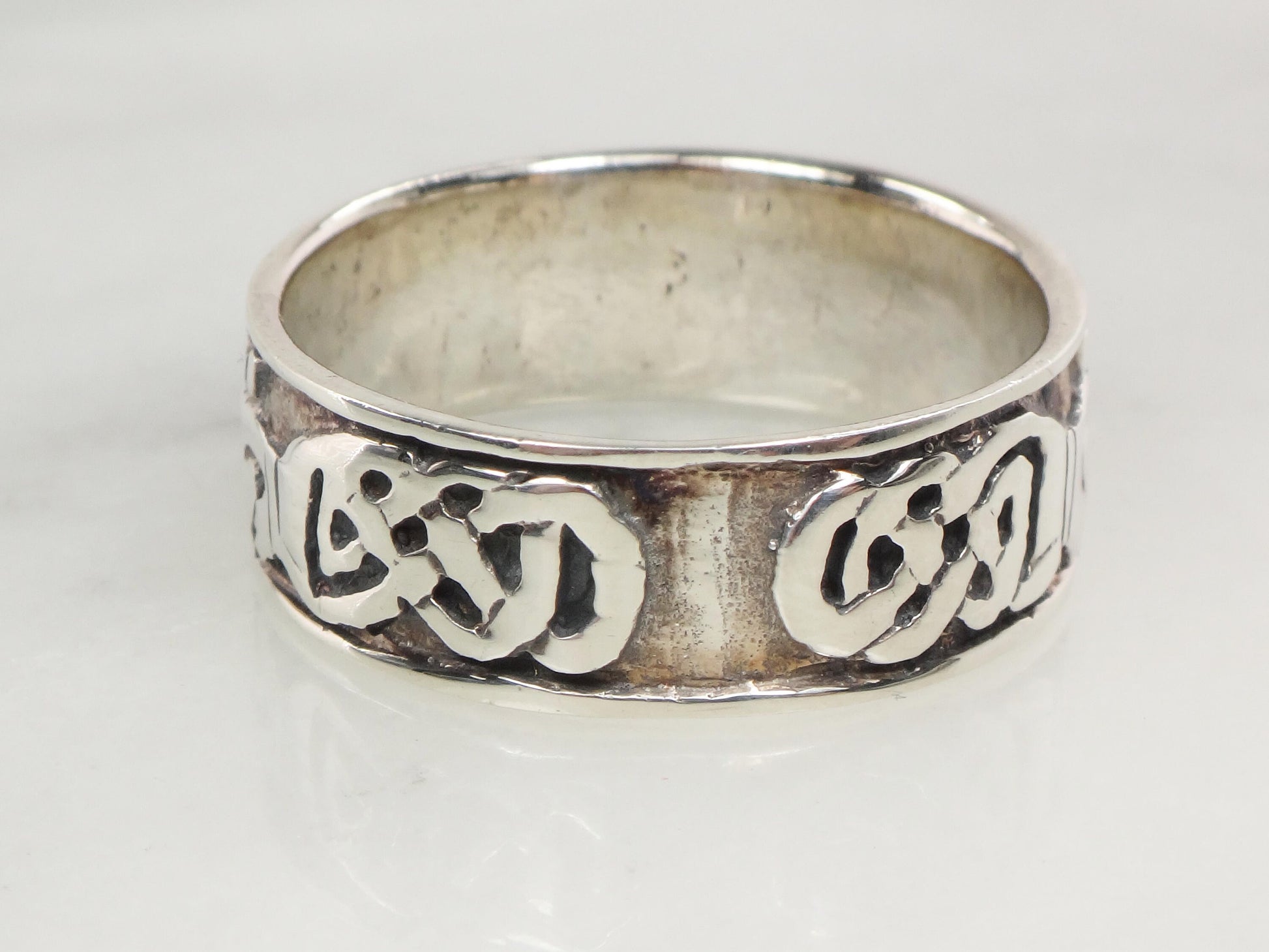 Vintage Sterling Silver Claddagh Ring Band - Irish Celtic Knot, Size 12